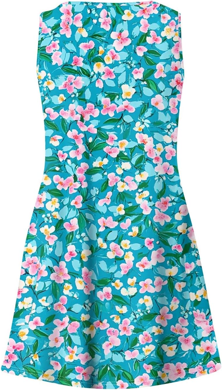 NBXNZWF Women Summer Casual Dress 2025 Casual Loose Sleeveless V-Neck Sundresses A Line Tshirt Beach Dresses with Pockets