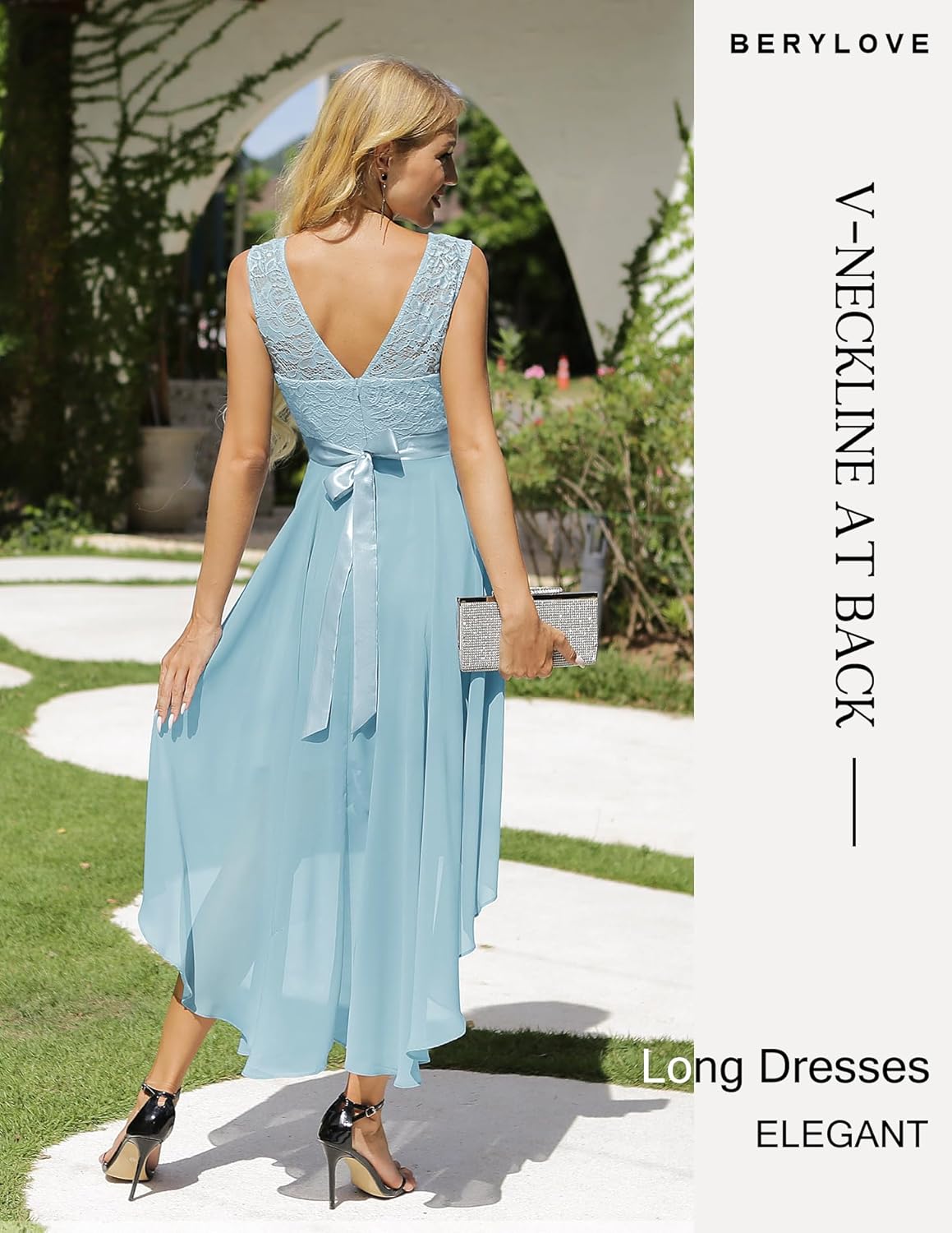 BeryLove Cocktail Prom Dresses 2025 Formal Wedding Guest Dresses Sleeveless Lace High Low Homecoming Dress