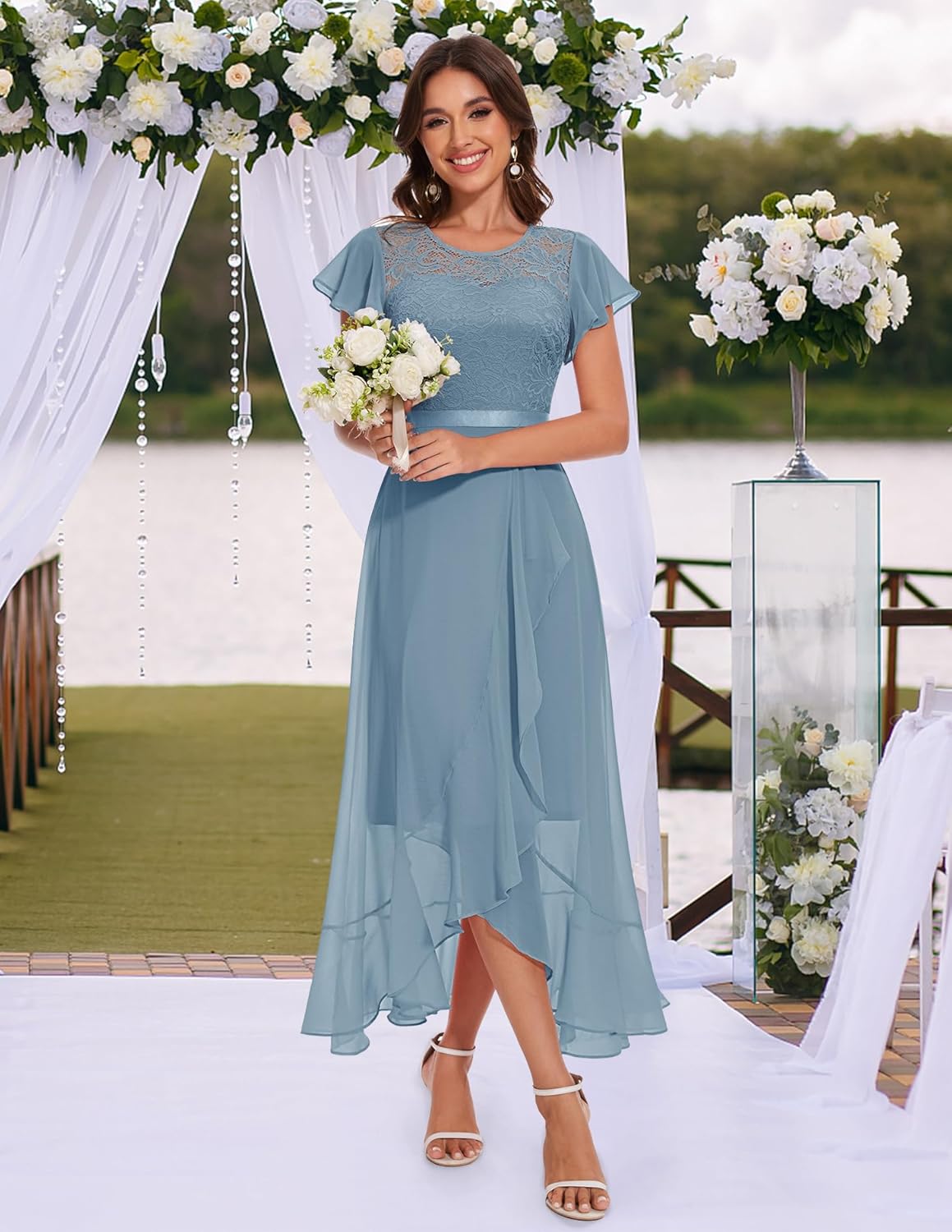 BeryLove Formal Dresses for Women 2025 Wedding Guest with Slit Cocktail Elegant Lace Long Prom Dress