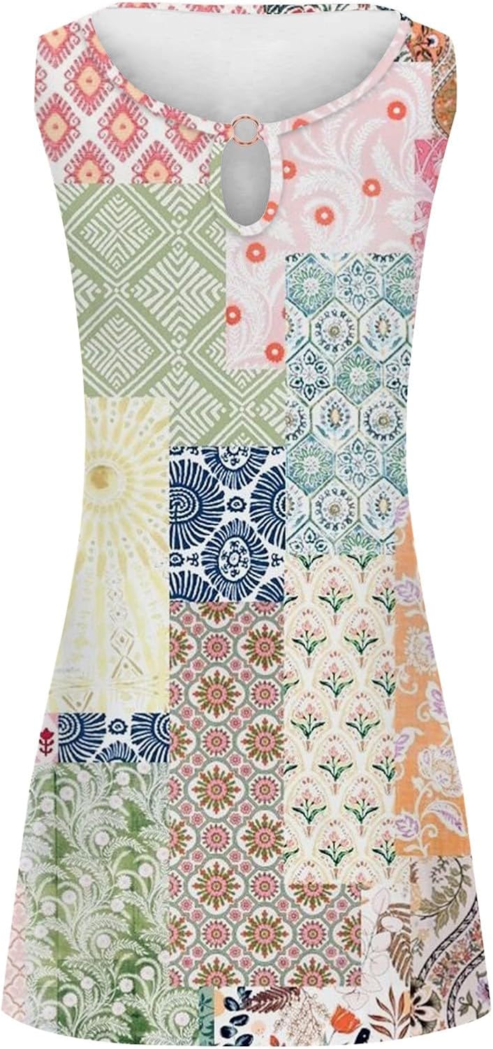 Summer Dresses for Women 2025 Vacation Beach Casual Vintage Midi Sundresses Sexy Sleeveless V Neck Boho Tank Dress