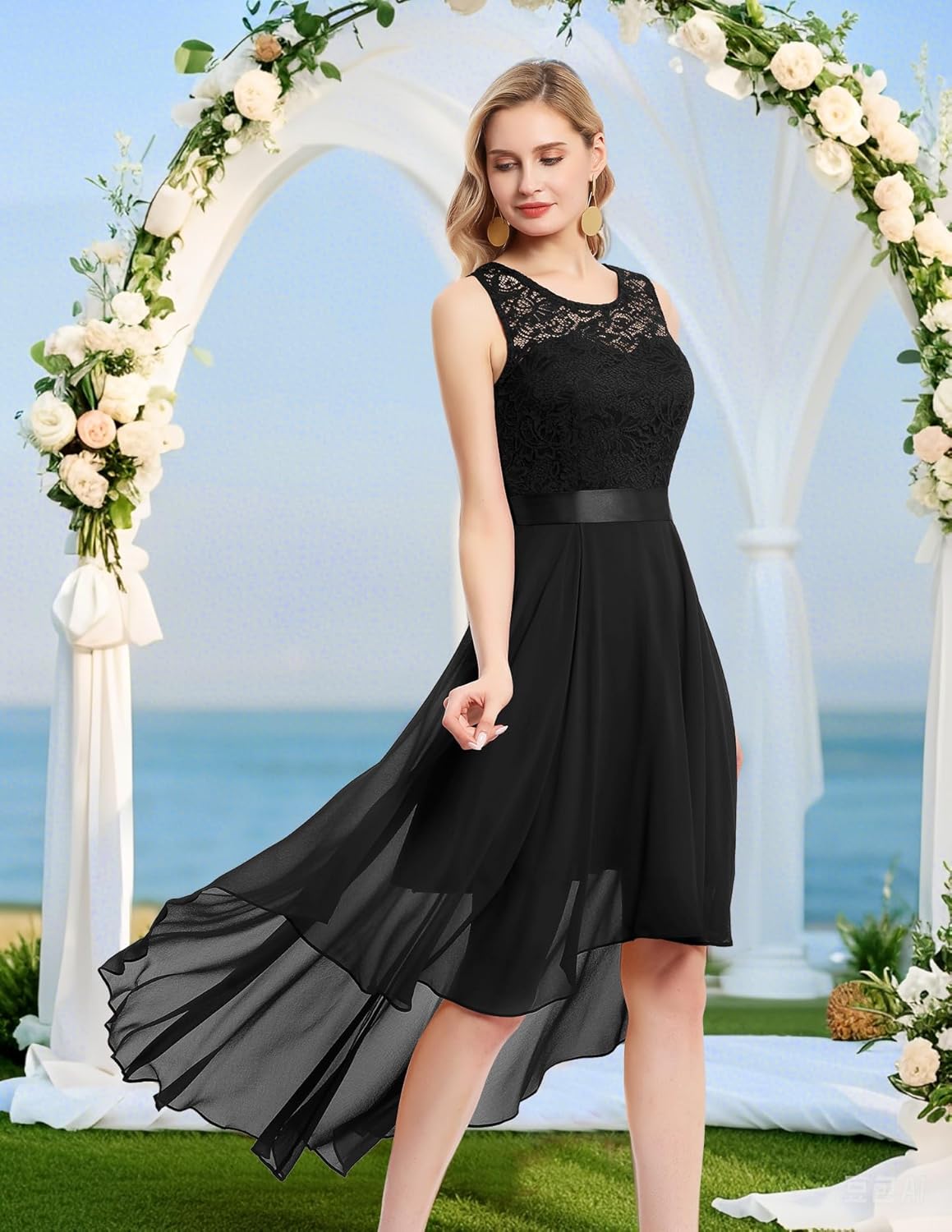 BeryLove Cocktail Prom Dresses 2025 Formal Wedding Guest Dresses Sleeveless Lace High Low Homecoming Dress