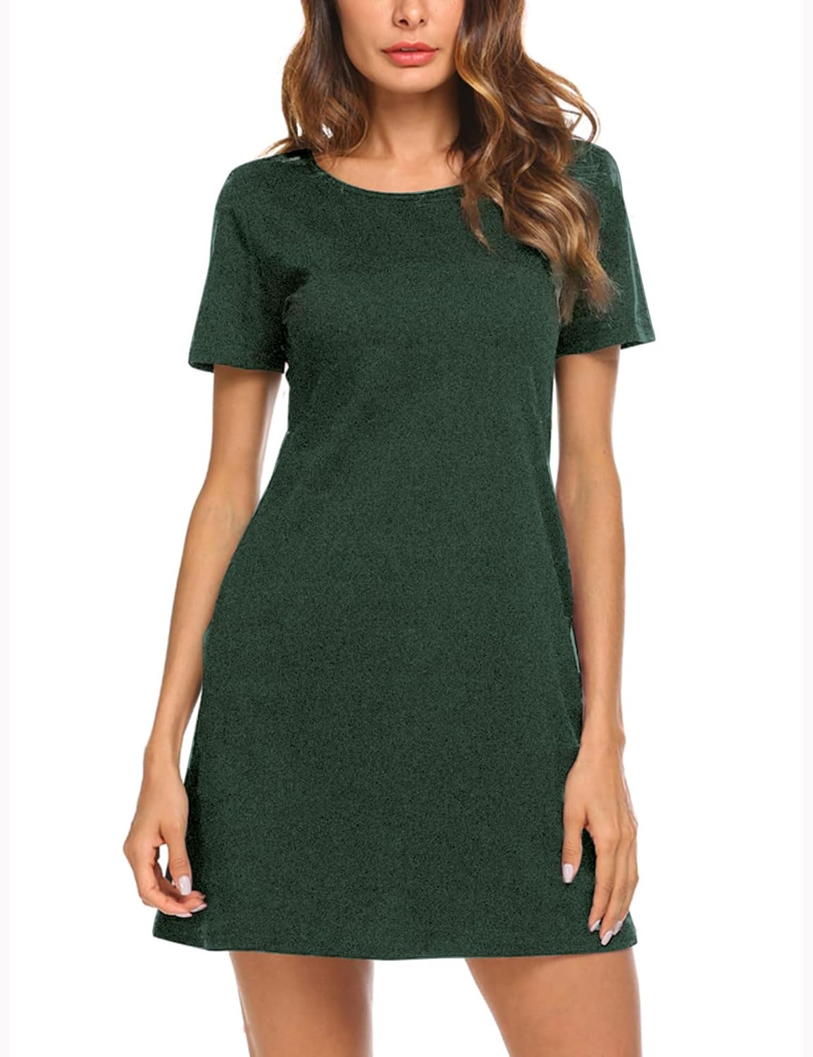 Feager Women's Casual Striped Criss Cross Short Sleeve T Shirt Dress
