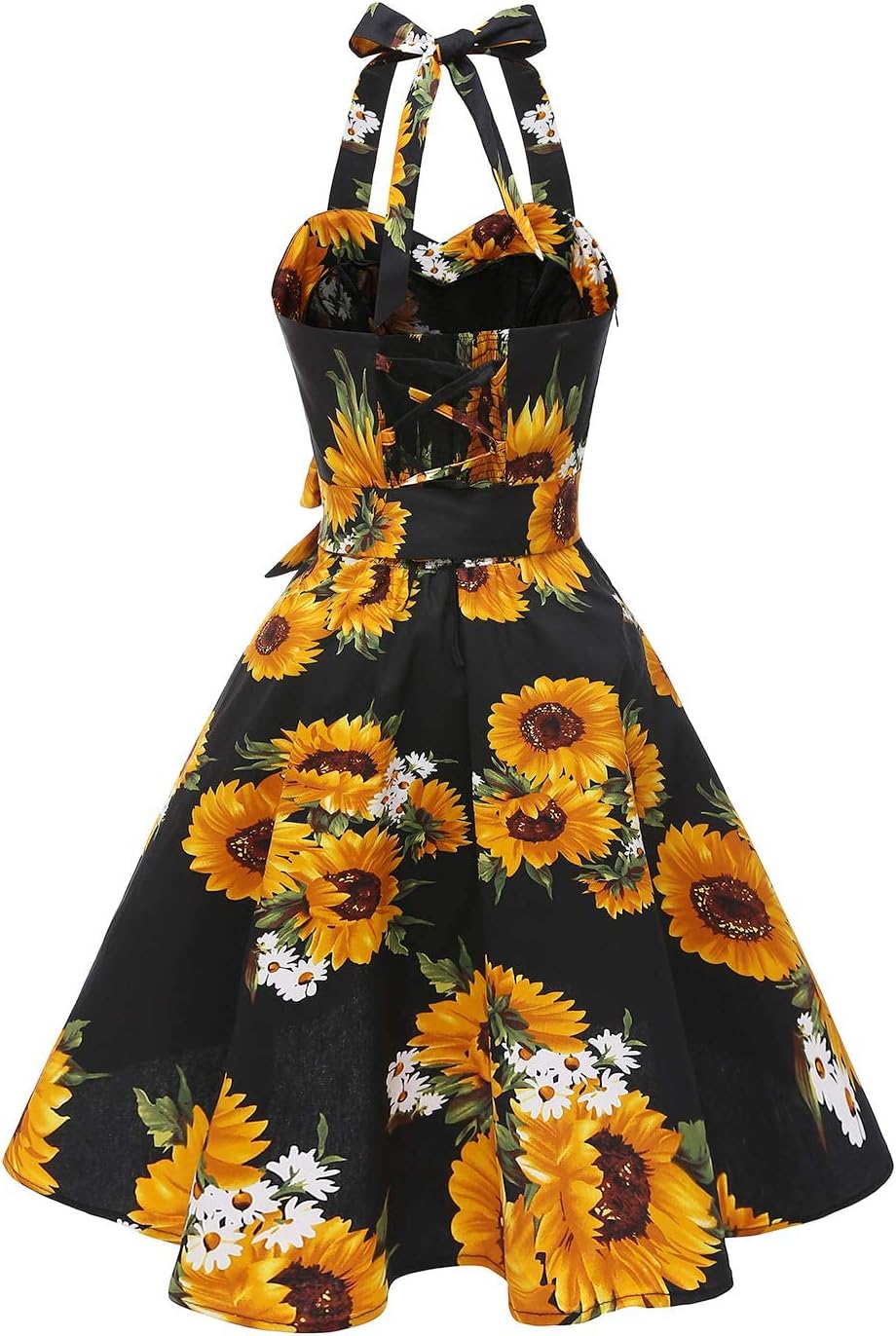 Topdress Women'sVintage Polka Audrey Dress 1950s Halter Retro Cocktail Dress