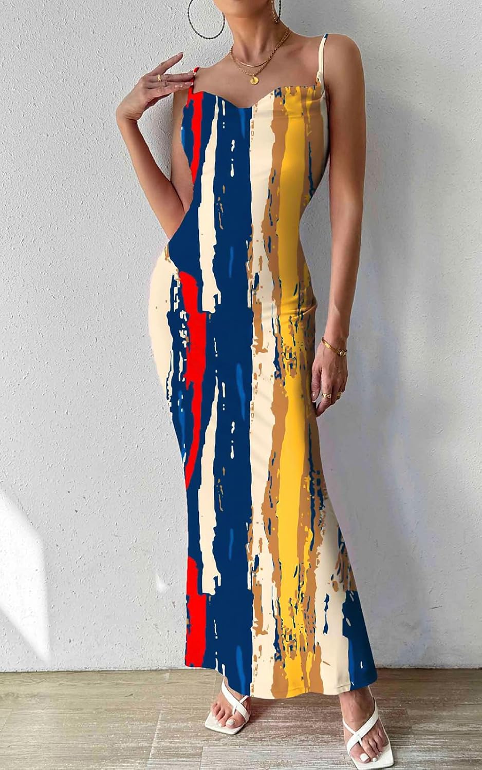 PRETTYGARDEN Women's 2025 Summer Floral Spaghetti Strap Maxi Dress Stretch Sexy Bodycon Dress Backless Slip Long Dresses