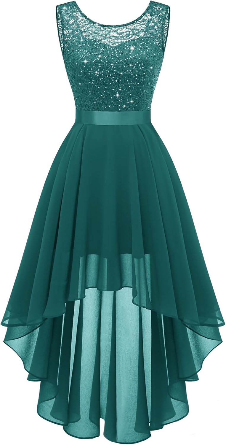 BeryLove Cocktail Prom Dresses 2025 Formal Wedding Guest Dresses Sleeveless Lace High Low Homecoming Dress