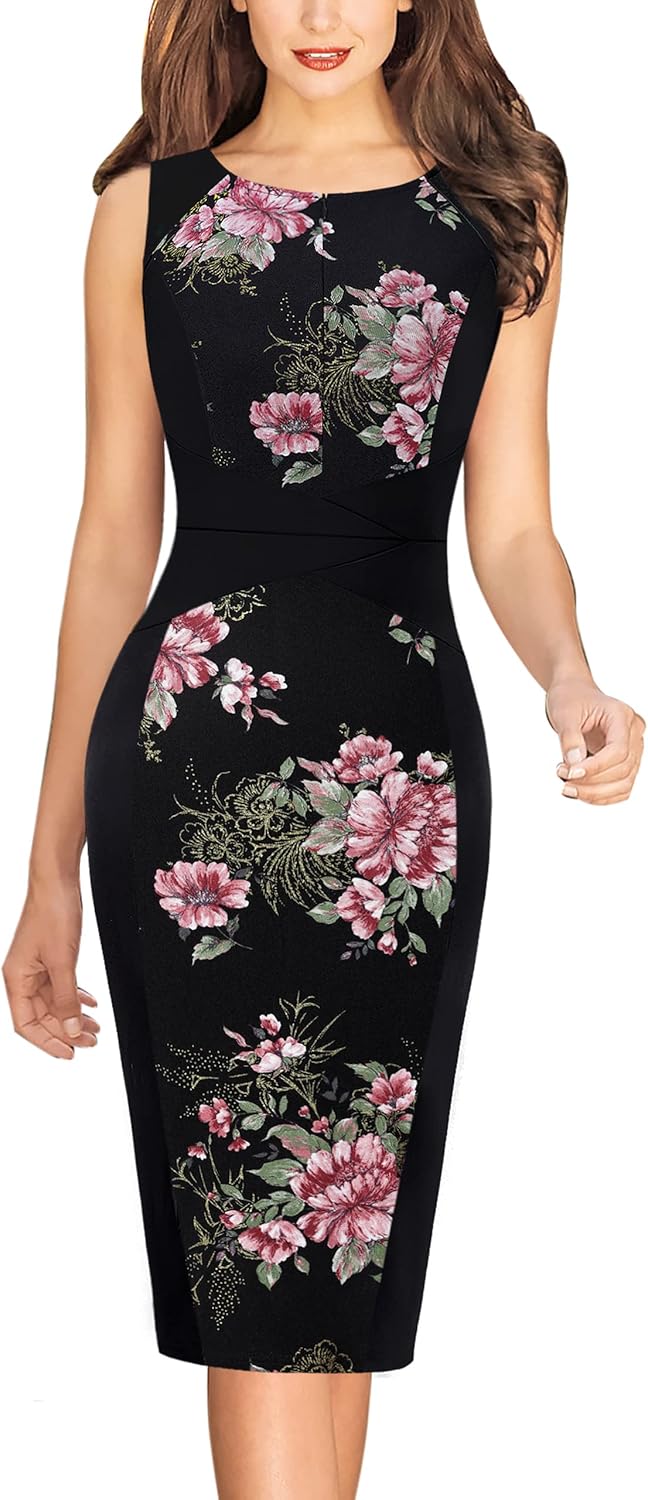 VFSHOW Womens Elegant Slim Front Zipper up Work Business Office Party Sheath Dress