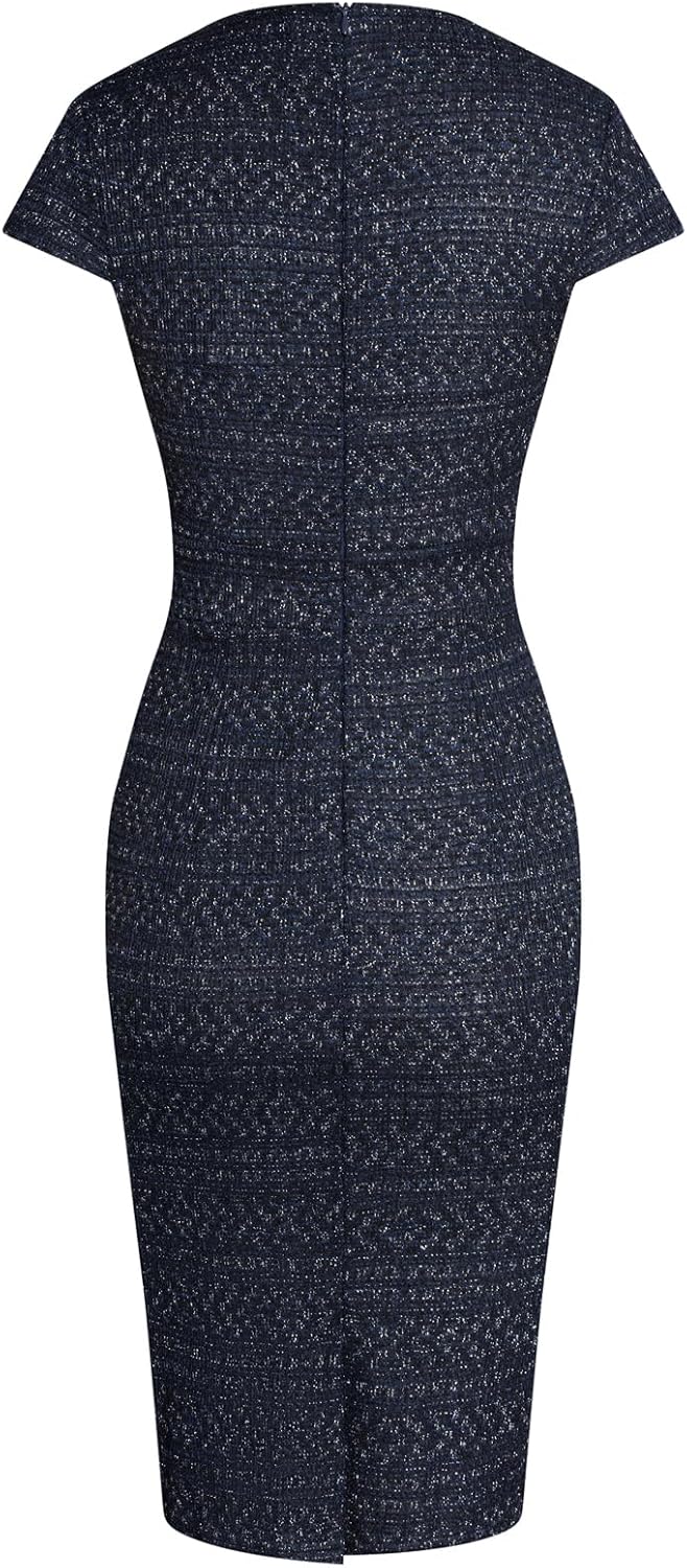 GRACE KARIN Women's Gorgeous Pencil Dress Cap Sleeve Tweed Pencil Dress for Work