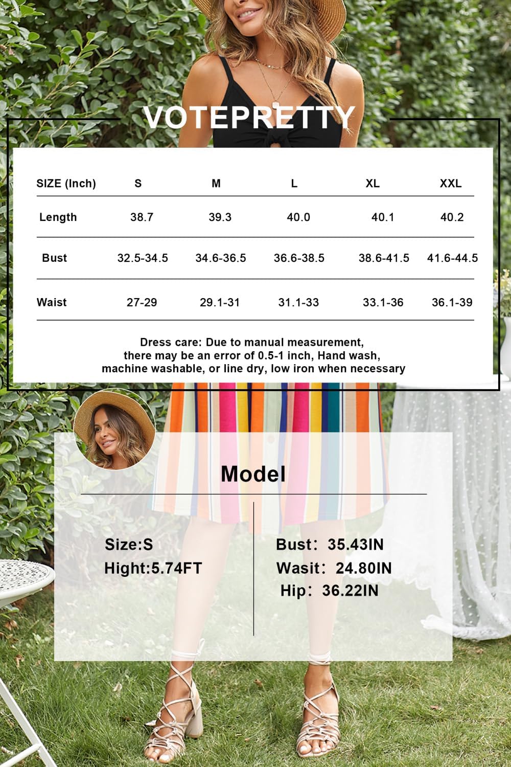 VOTEPRETTY Women's Summer Dresses Spring Sundresses Beach Clothes Outfit Vacation 2024 V Neck Casual Tropical Resort Hawaiian