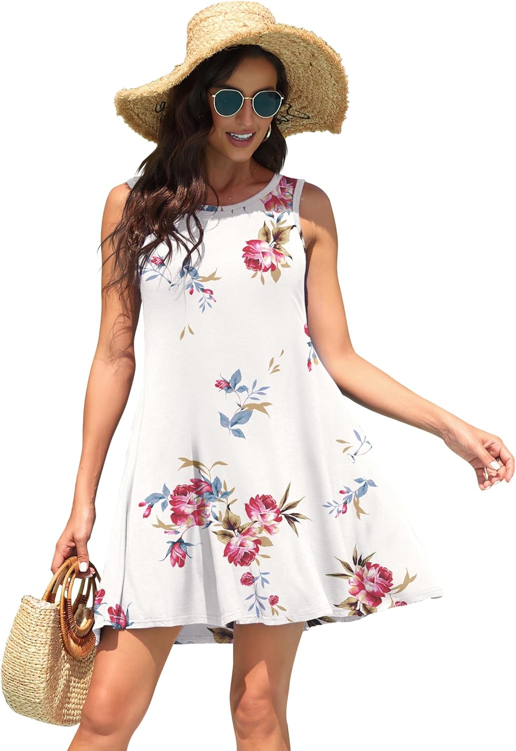 WEACZZY Women Summer Casual Swing T Shirt Dresses Beach Cover up Loose Dress