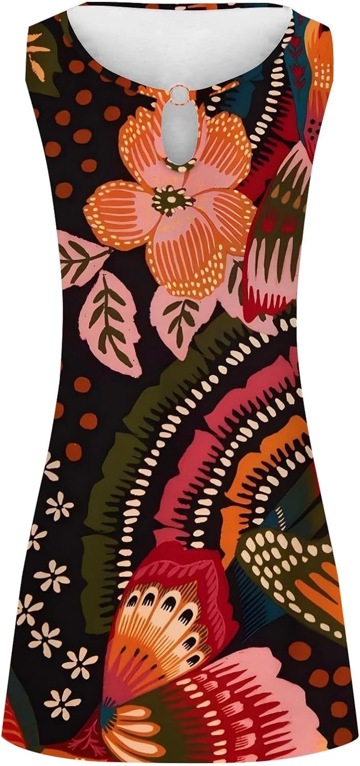 Summer Dresses for Women 2025 Vacation Beach Casual Vintage Midi Sundresses Sexy Sleeveless V Neck Boho Tank Dress