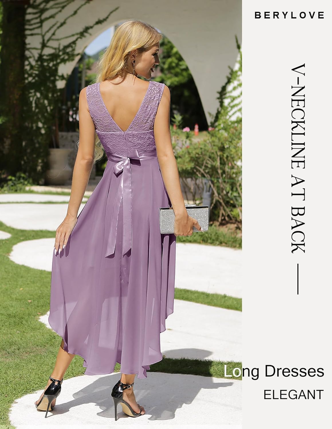 BeryLove Cocktail Prom Dresses 2025 Formal Wedding Guest Dresses Sleeveless Lace High Low Homecoming Dress