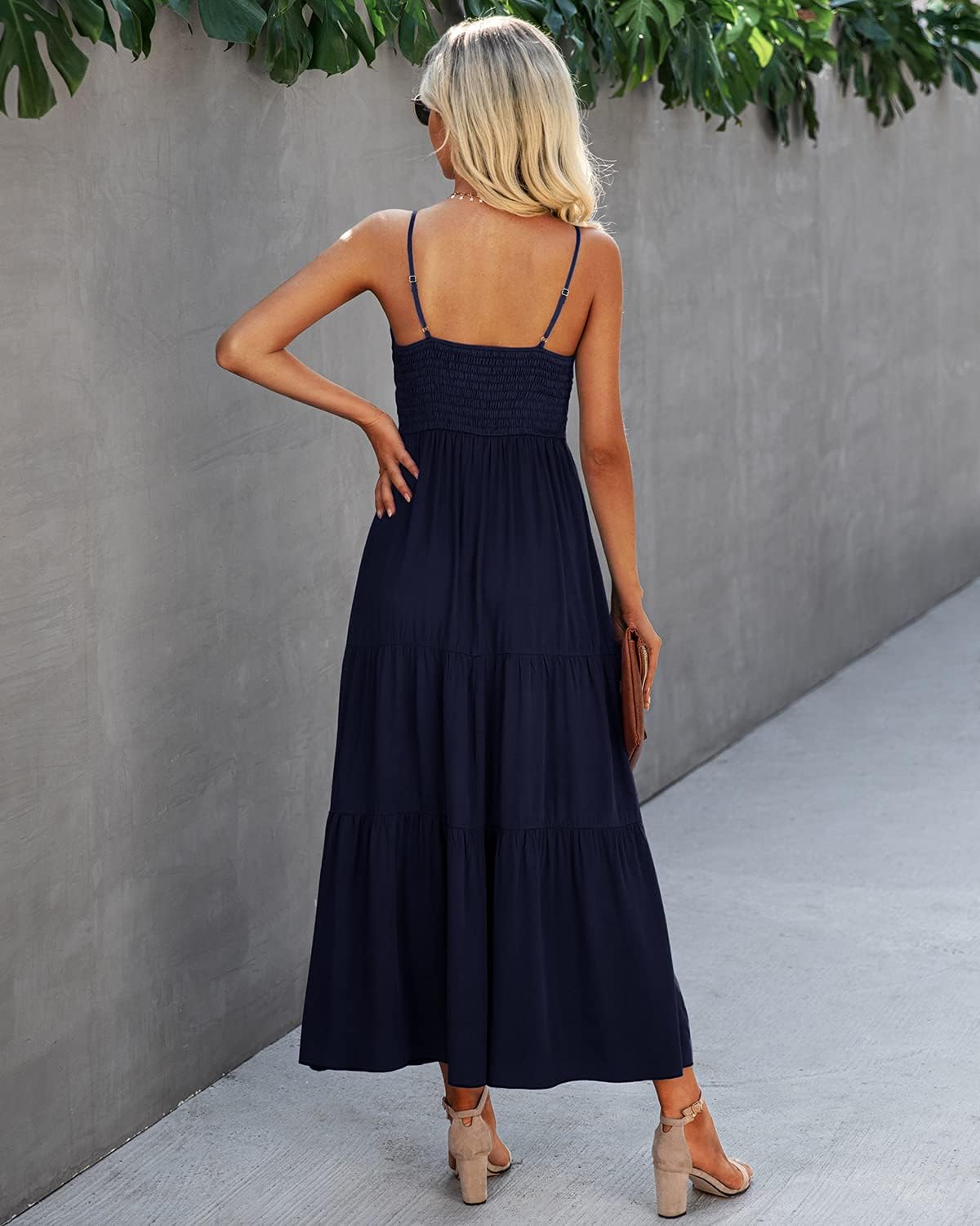 Dokuritu Women's Beach Crochet Lace Maxi Dress Solid Color Summer Vacation Spaghetti Strap Long Dress 2024