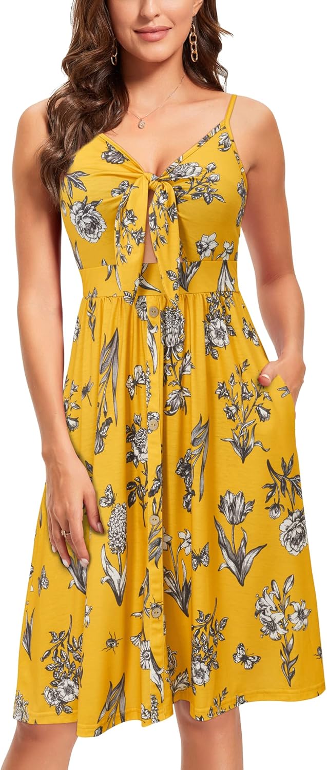 VOTEPRETTY Women's Summer Dresses Spring Sundresses Beach Clothes Outfit Vacation 2024 V Neck Casual Tropical Resort Hawaiian