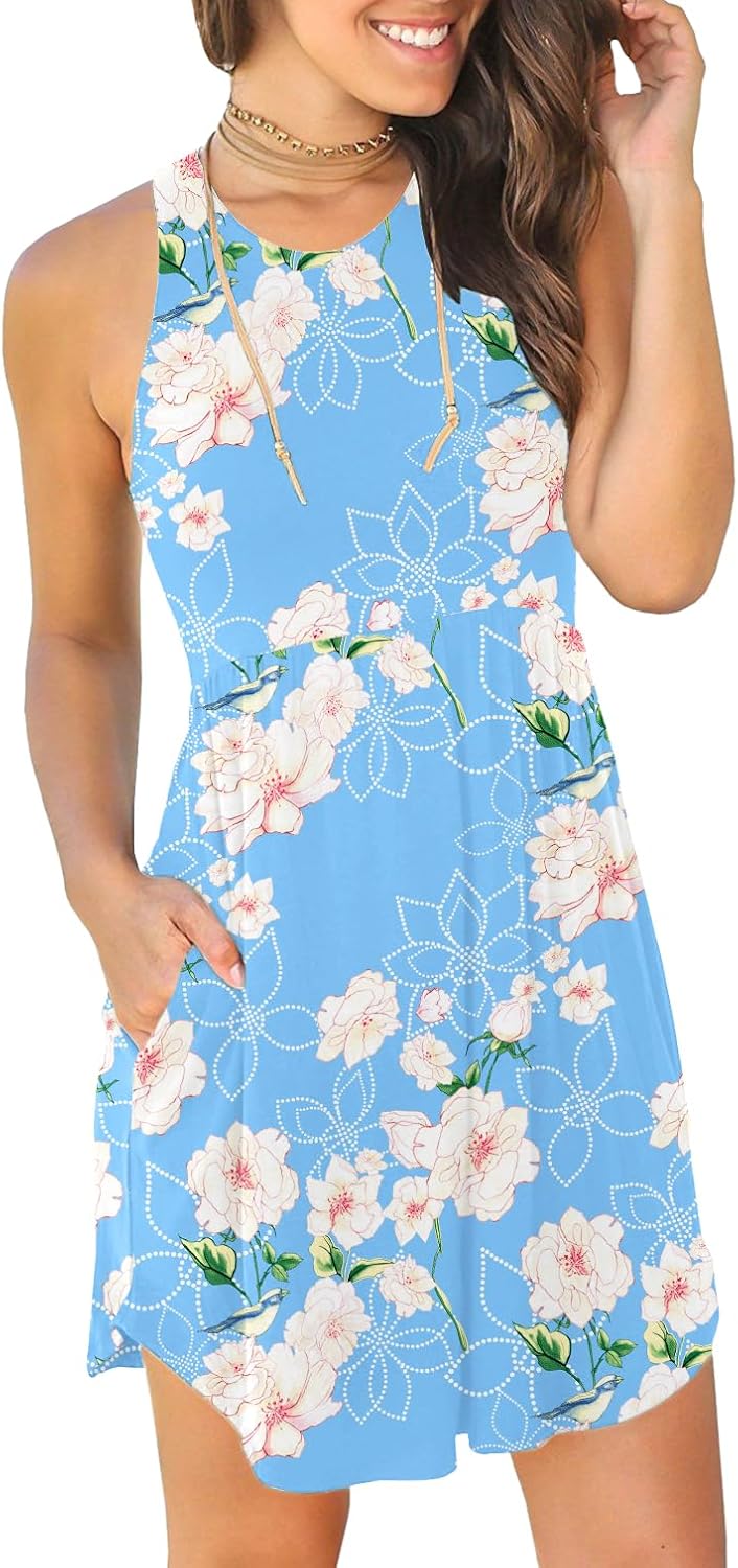 HiMONE Vacation Dresses for Women 2025 Summer Dress Women's Casual Sundresses Casual Beach Petite Sun Dress XS-2XL