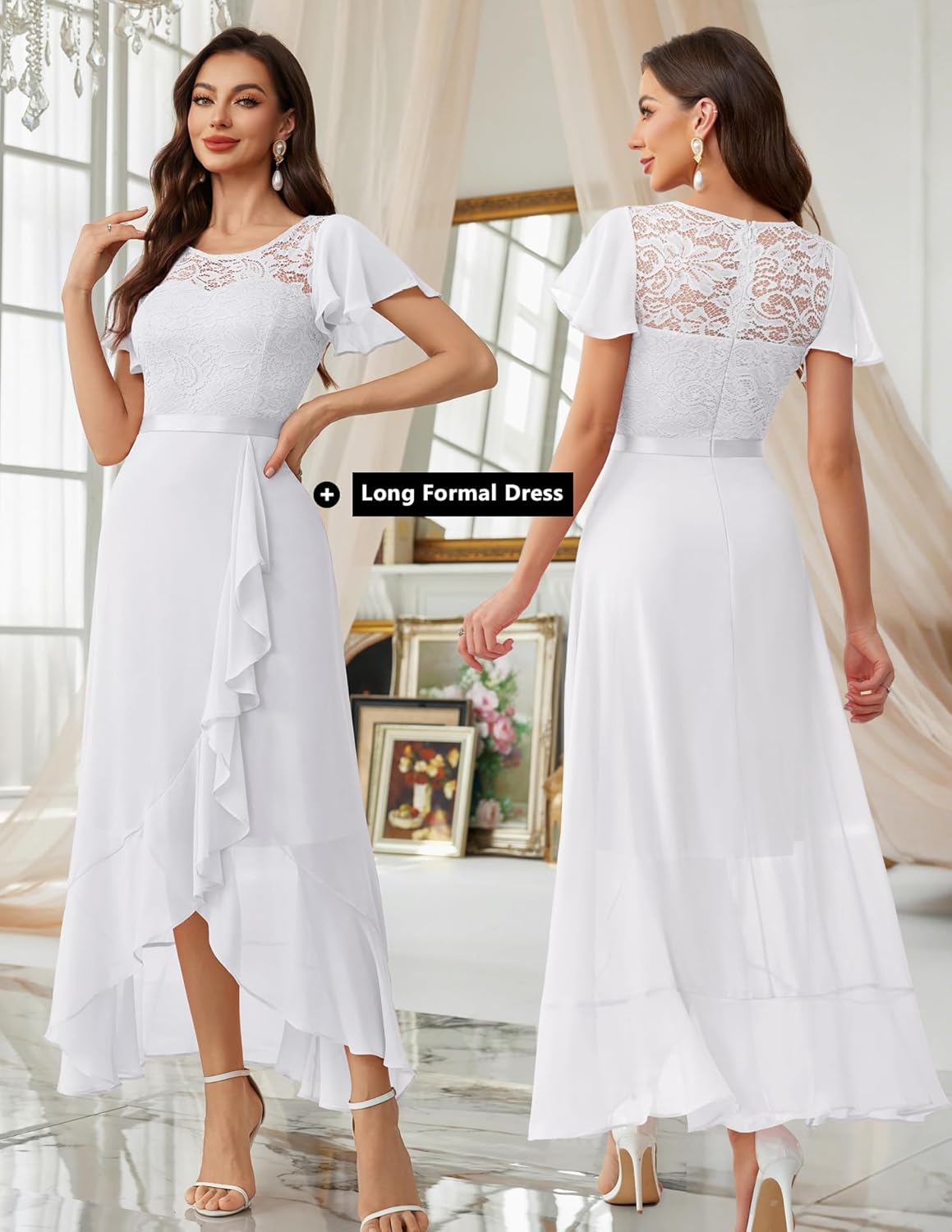 BeryLove Formal Dresses for Women 2025 Wedding Guest with Slit Cocktail Elegant Lace Long Prom Dress