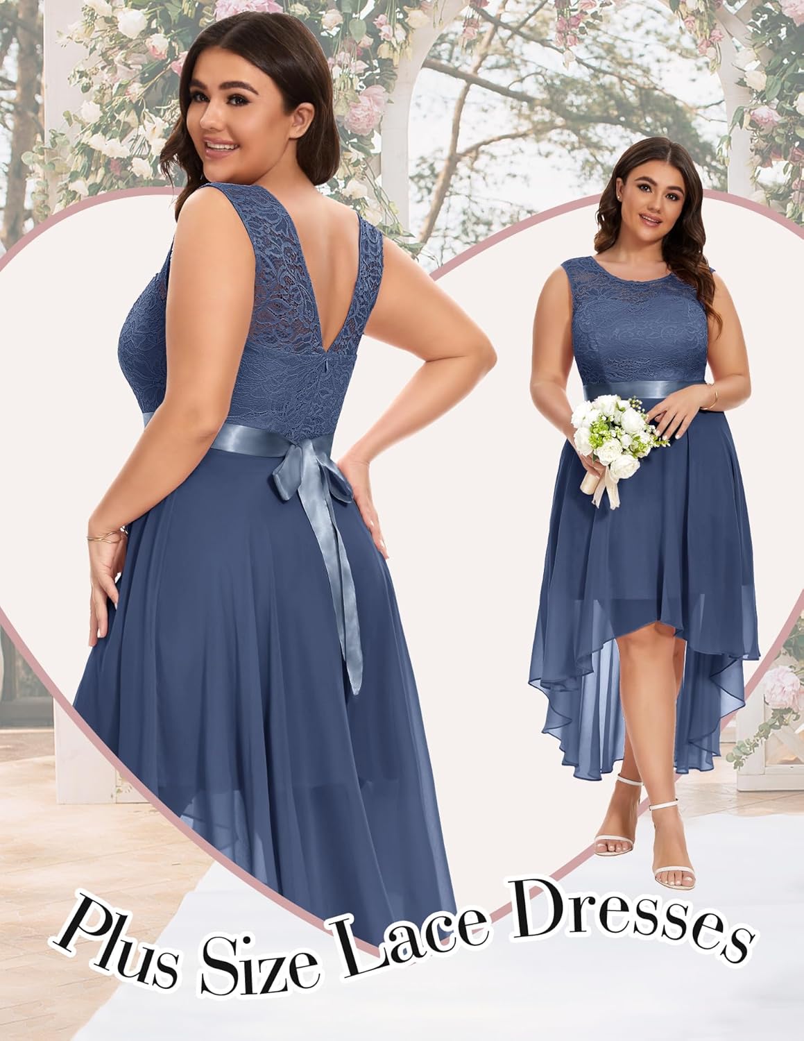 BeryLove Cocktail Prom Dresses 2025 Formal Wedding Guest Dresses Sleeveless Lace High Low Homecoming Dress