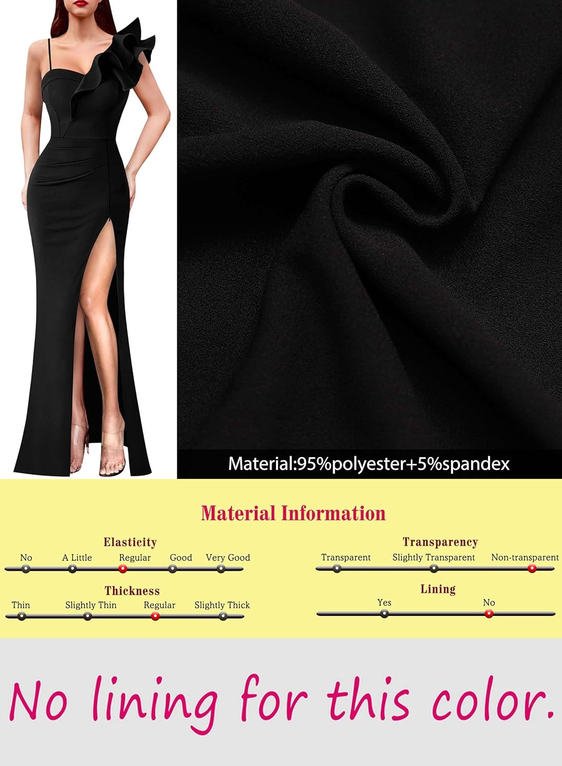 VFSHOW Womens Ruffle One Shoulder Strap Ruched Formal Prom Wedding Maxi Dress V Neck Elegant Split Cocktail Evening Long Gown