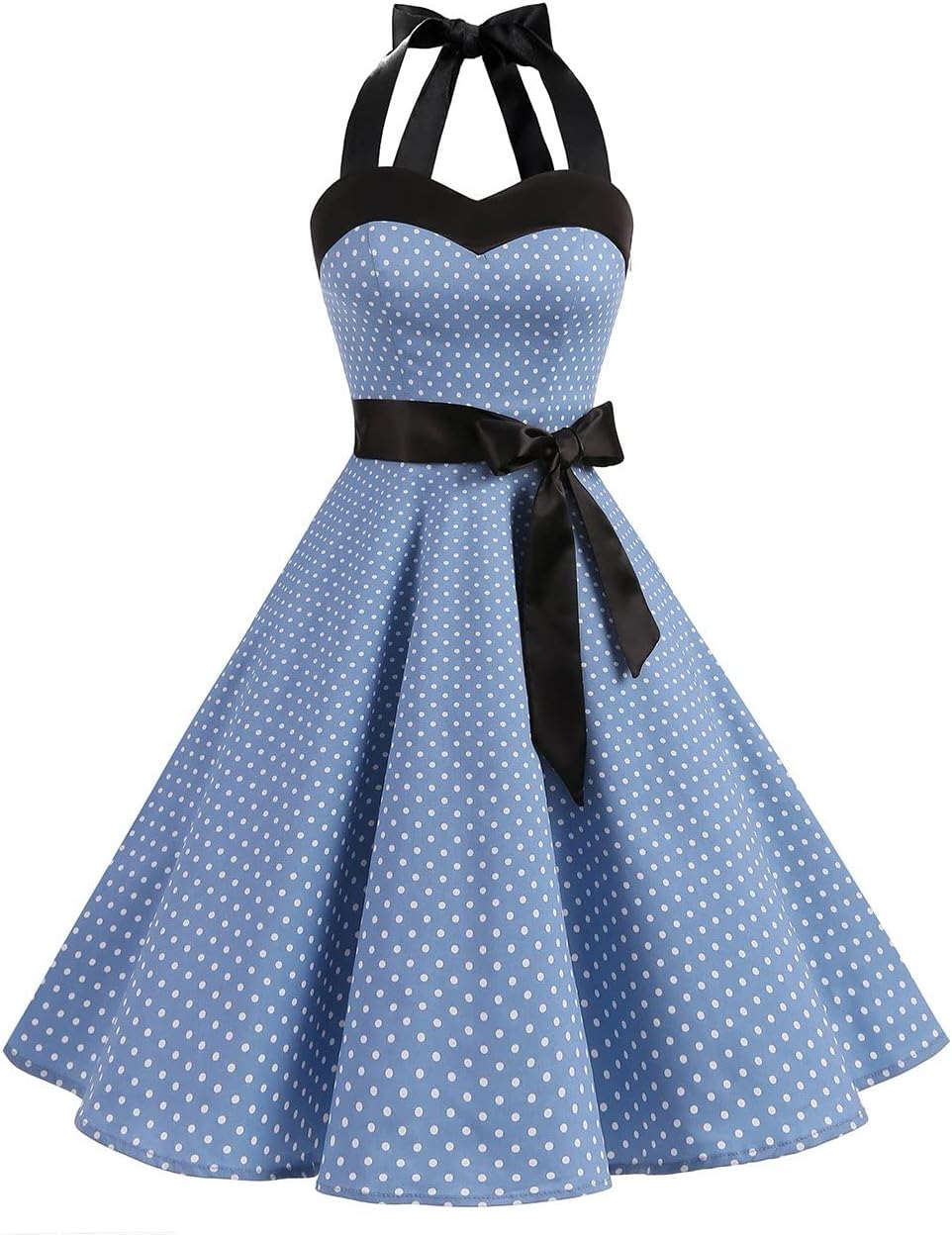 DRESSTELLS Women's Vintage 1950s Cocktail Party Dress Retro Wedding Guest Halter Rockabilly Swing Dresses