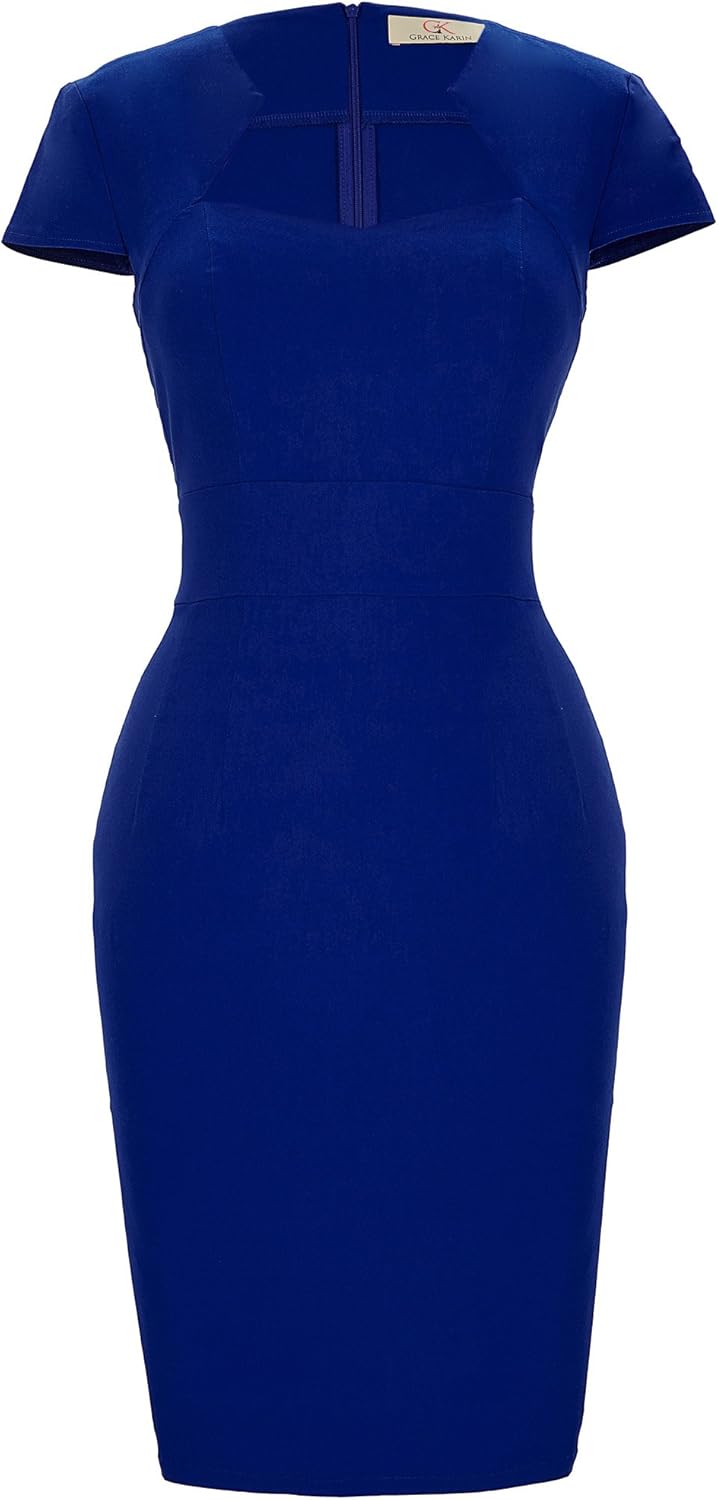 Grace Karin Womens 50s 60s Vintage Pencil Dress Bodycon Cap Sleeve Dress