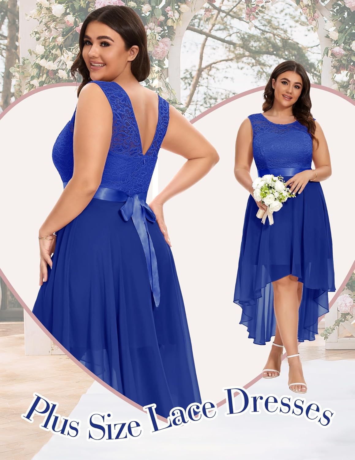 BeryLove Cocktail Prom Dresses 2025 Formal Wedding Guest Dresses Sleeveless Lace High Low Homecoming Dress