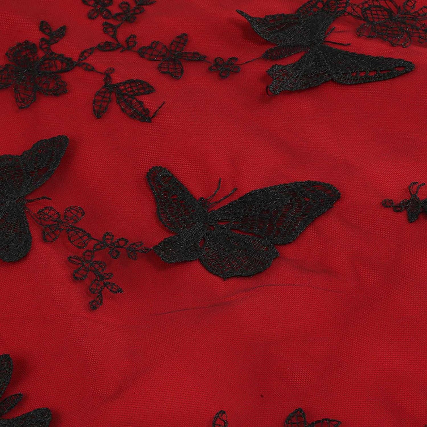 HGps8w Vintage Cocktail Dress for Women, Elegant Butterfly Embroidered Lace V Neck Sleeveless A-Line Party Swing Dresses