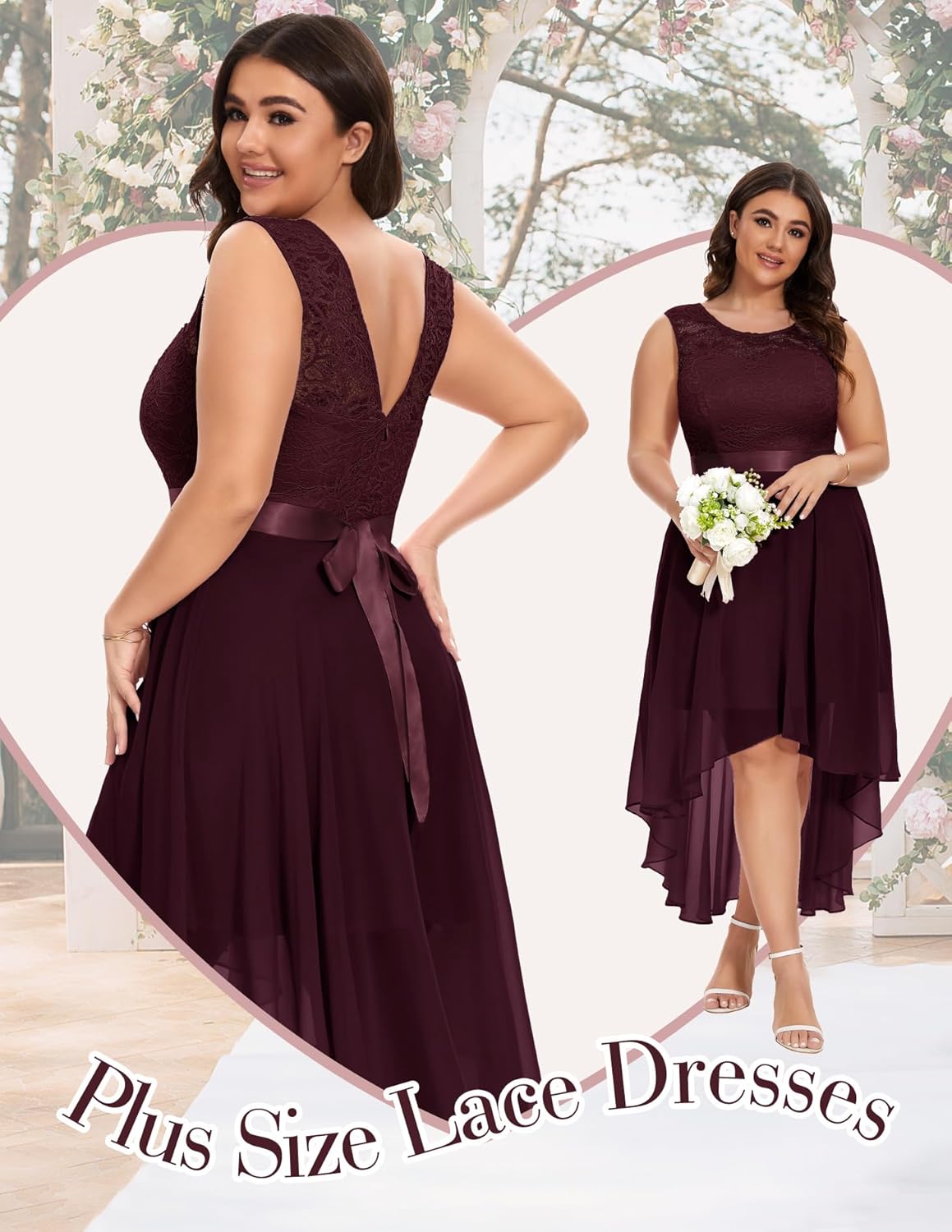 BeryLove Cocktail Prom Dresses 2025 Formal Wedding Guest Dresses Sleeveless Lace High Low Homecoming Dress