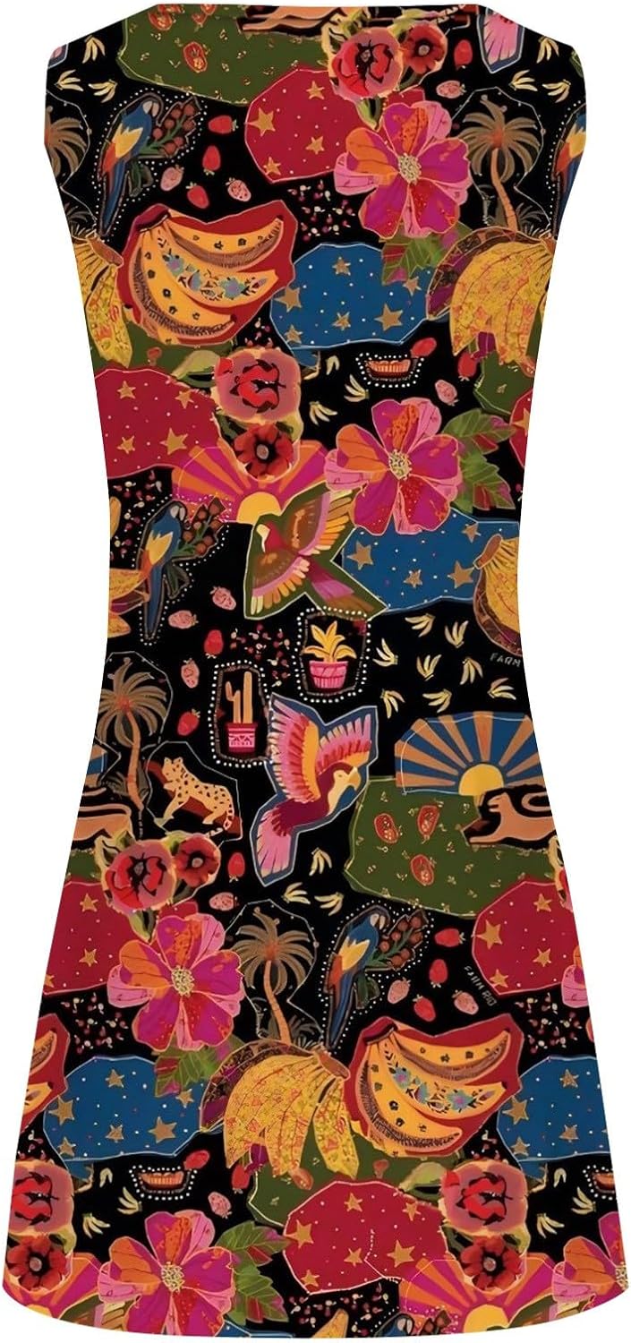 Summer Dresses for Women 2025 Vacation Beach Casual Vintage Midi Sundresses Sexy Sleeveless V Neck Boho Tank Dress
