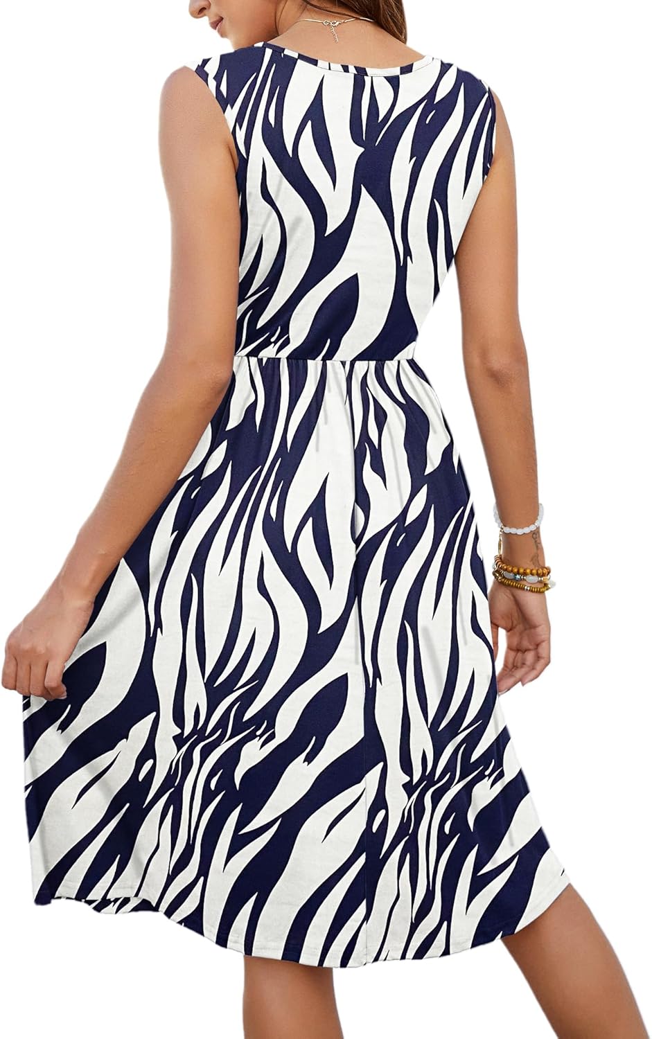 MOLERANI Women Summer Dresses Sleeveless Casual Loose Swing Button Down Midi Dress with Pockets