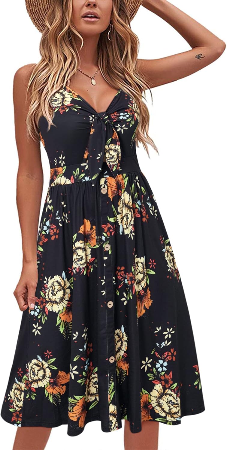 VOTEPRETTY Women's Summer Dresses Spring Sundresses Beach Clothes Outfit Vacation 2024 V Neck Casual Tropical Resort Hawaiian
