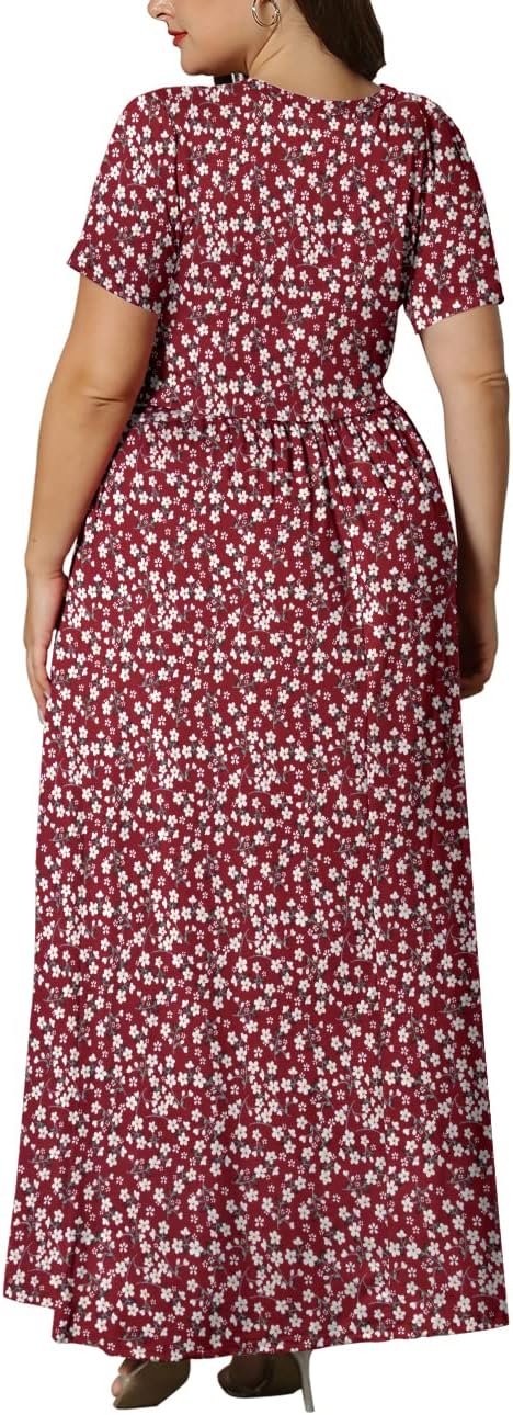 KARALIN Women’s Plus Size Maxi Dresses for Curvy Women Summer Casual Short Sleeve 2025 Long Dress 14W-26W