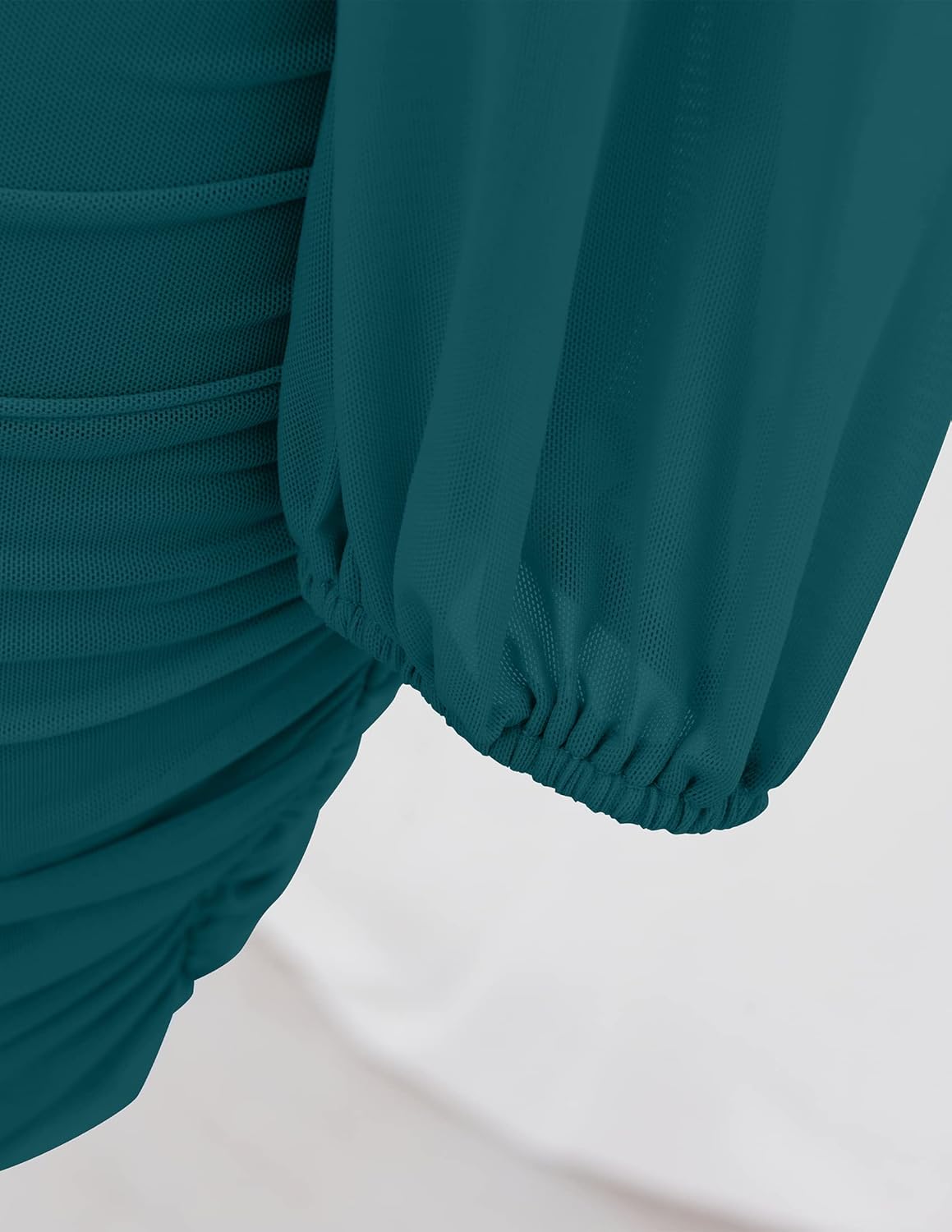 ZESICA Women's Sexy V Neck Ruched Bodycon Mini Dress Puff Long Sleeve Cocktail Wedding Party Short Dresses