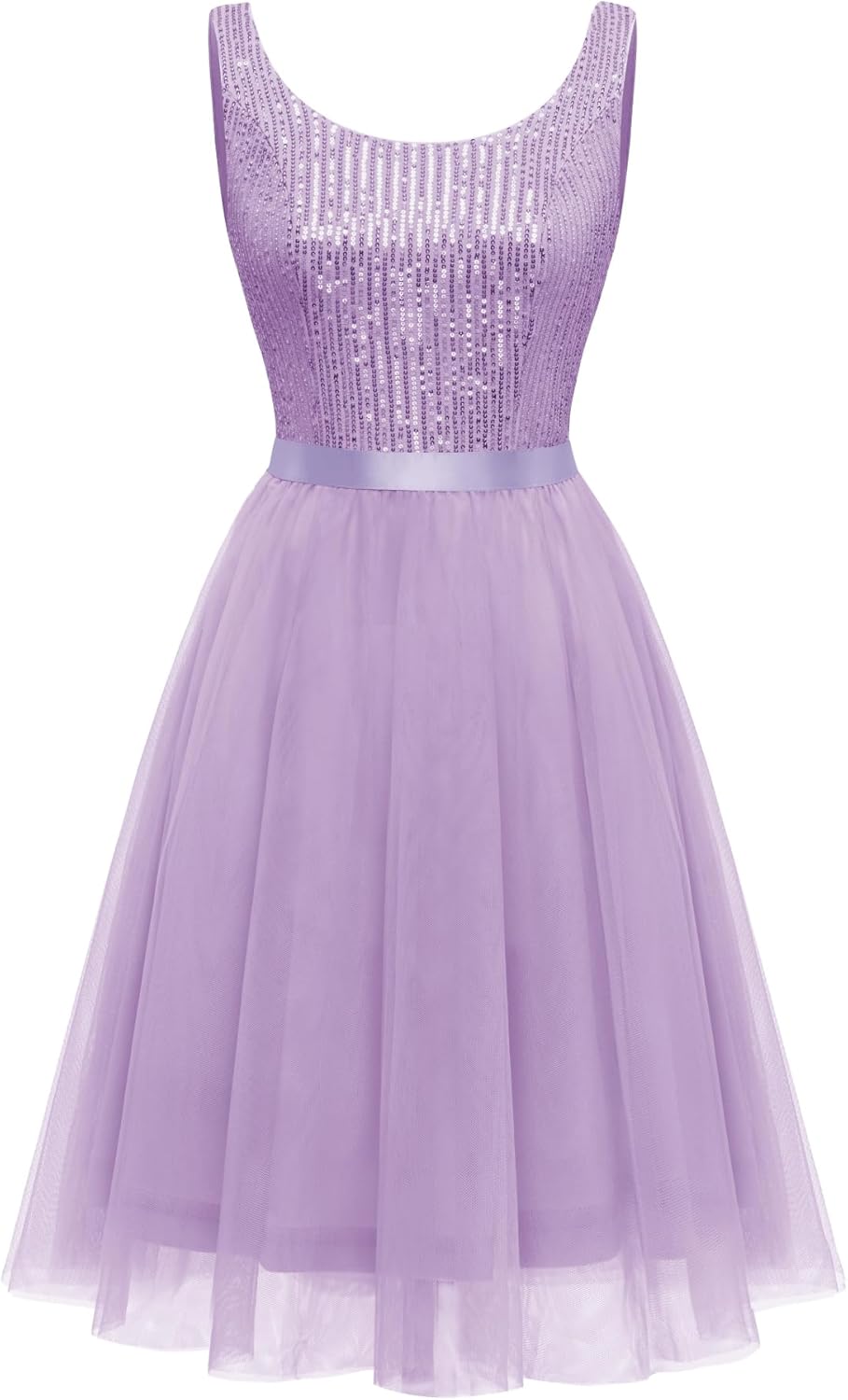 BeryLove Sequin Dress for Woman Vintage A Line Wedding Formal Swing Mesh Dress Sleeveless Cocktail Maxi Gowns