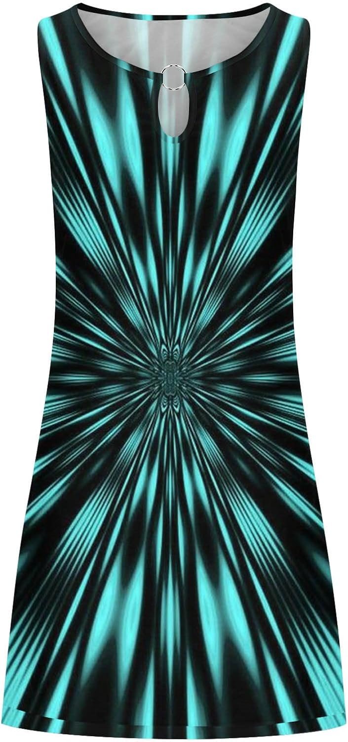 Summer Dresses for Women 2024 Casual Sleeveless Tank Dress Vintage Floral Print a-Line Beach Sundresses
