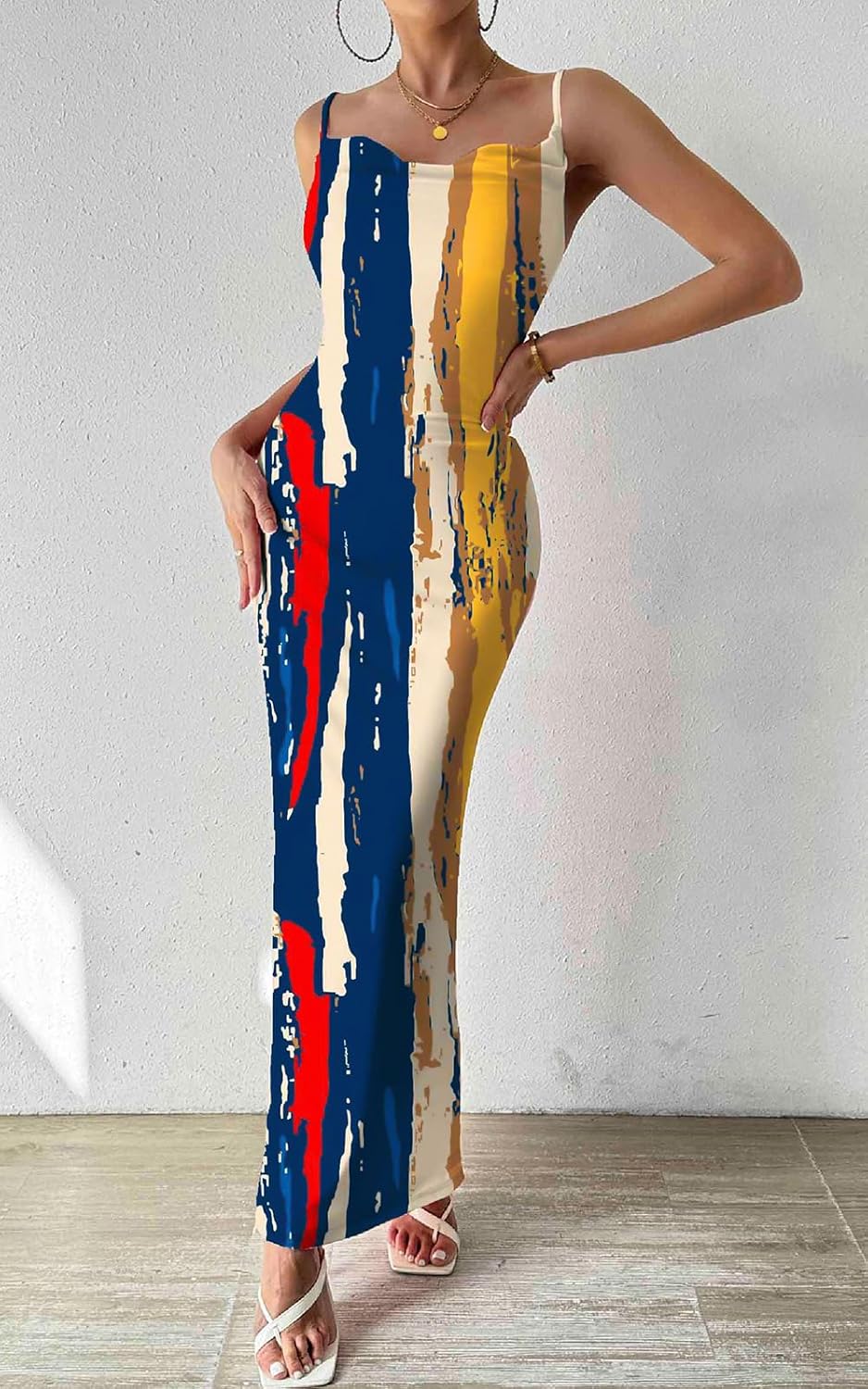 PRETTYGARDEN Women's 2025 Summer Floral Spaghetti Strap Maxi Dress Stretch Sexy Bodycon Dress Backless Slip Long Dresses