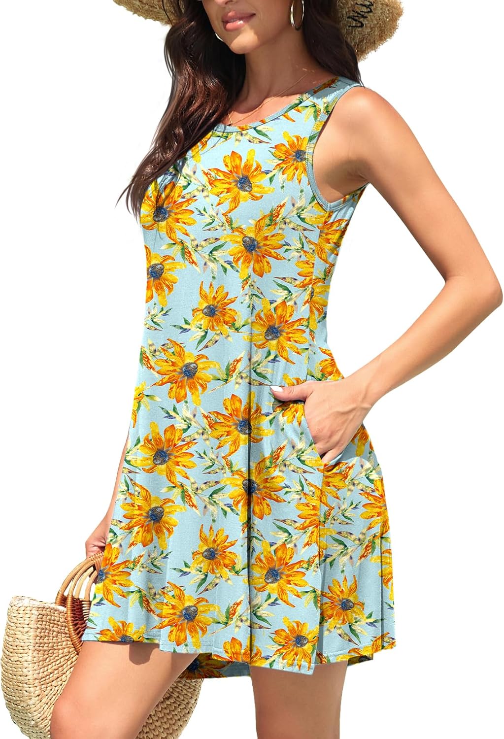 WEACZZY Women Summer Casual Swing T Shirt Dresses Beach Cover up Loose Dress