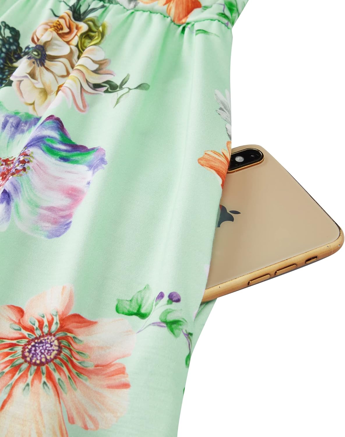OUGES Women's Summer Short Sleeve V-Neck Floral Short Party Dress with Pockets