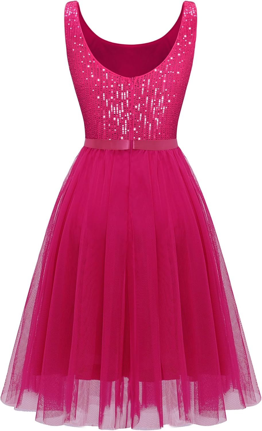 BeryLove Sequin Dress for Woman Vintage A Line Wedding Formal Swing Mesh Dress Sleeveless Cocktail Maxi Gowns