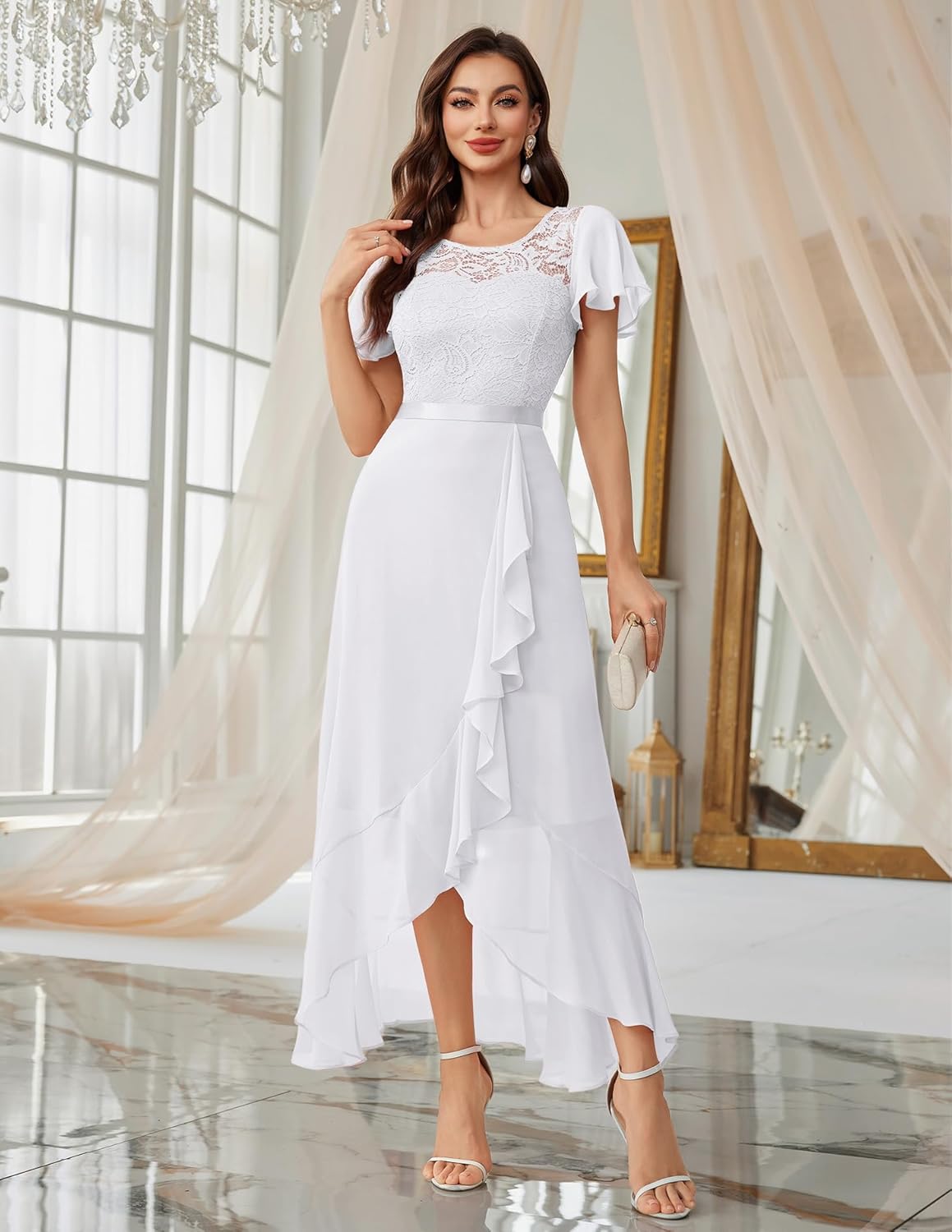 BeryLove Formal Dresses for Women 2025 Wedding Guest with Slit Cocktail Elegant Lace Long Prom Dress