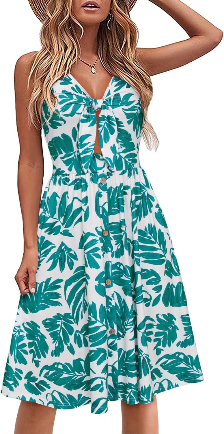 VOTEPRETTY Women's Summer Dresses Spring Sundresses Beach Clothes Outfit Vacation 2024 V Neck Casual Tropical Resort Hawaiian