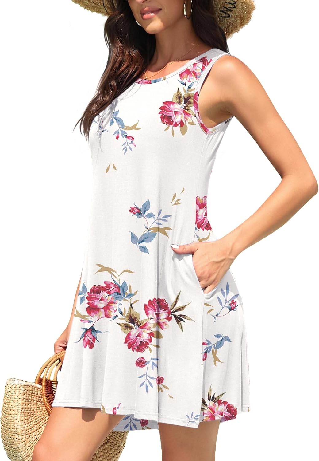 WEACZZY Women Summer Casual Swing T Shirt Dresses Beach Cover up Loose Dress