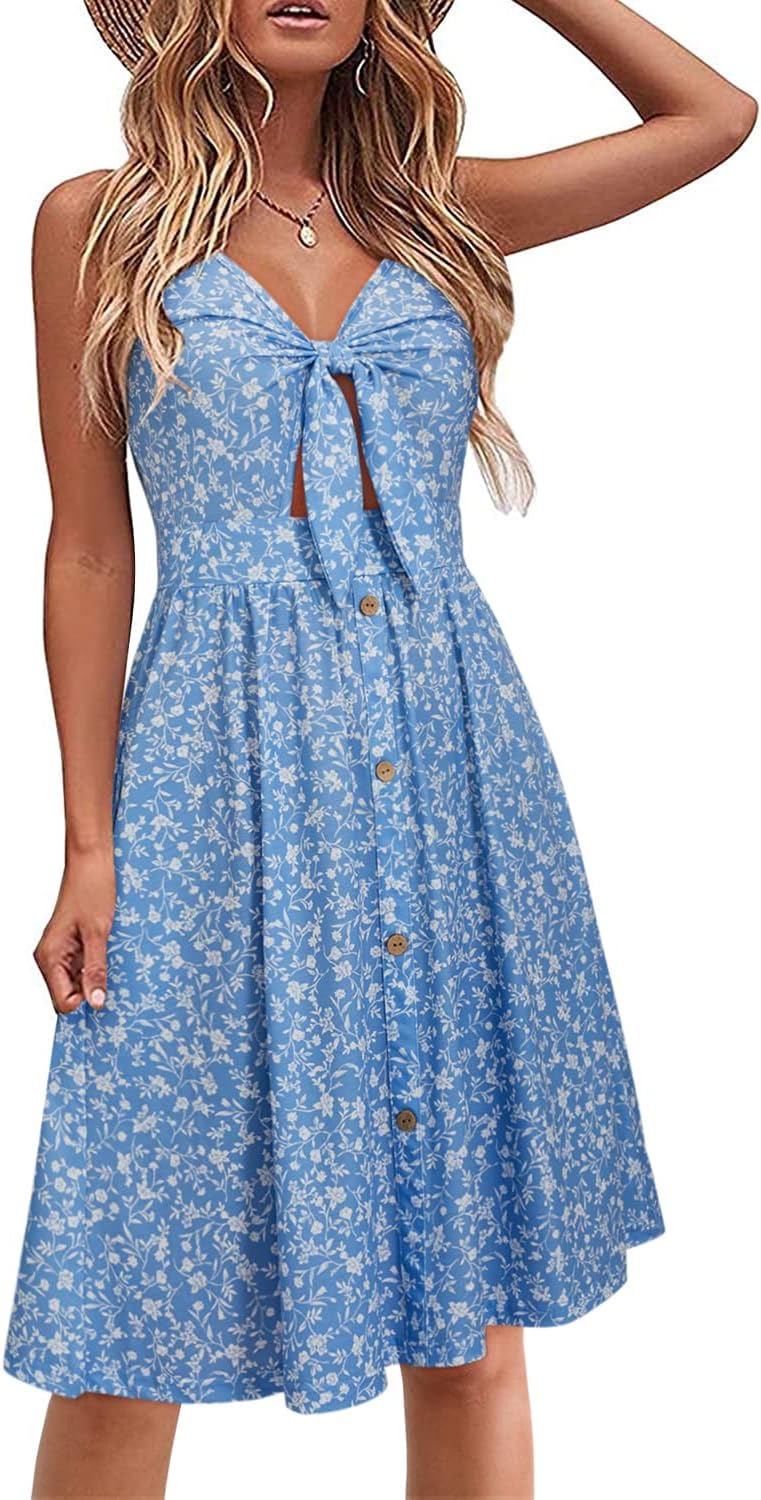 VOTEPRETTY Women's Summer Dresses Spring Sundresses Beach Clothes Outfit Vacation 2024 V Neck Casual Tropical Resort Hawaiian