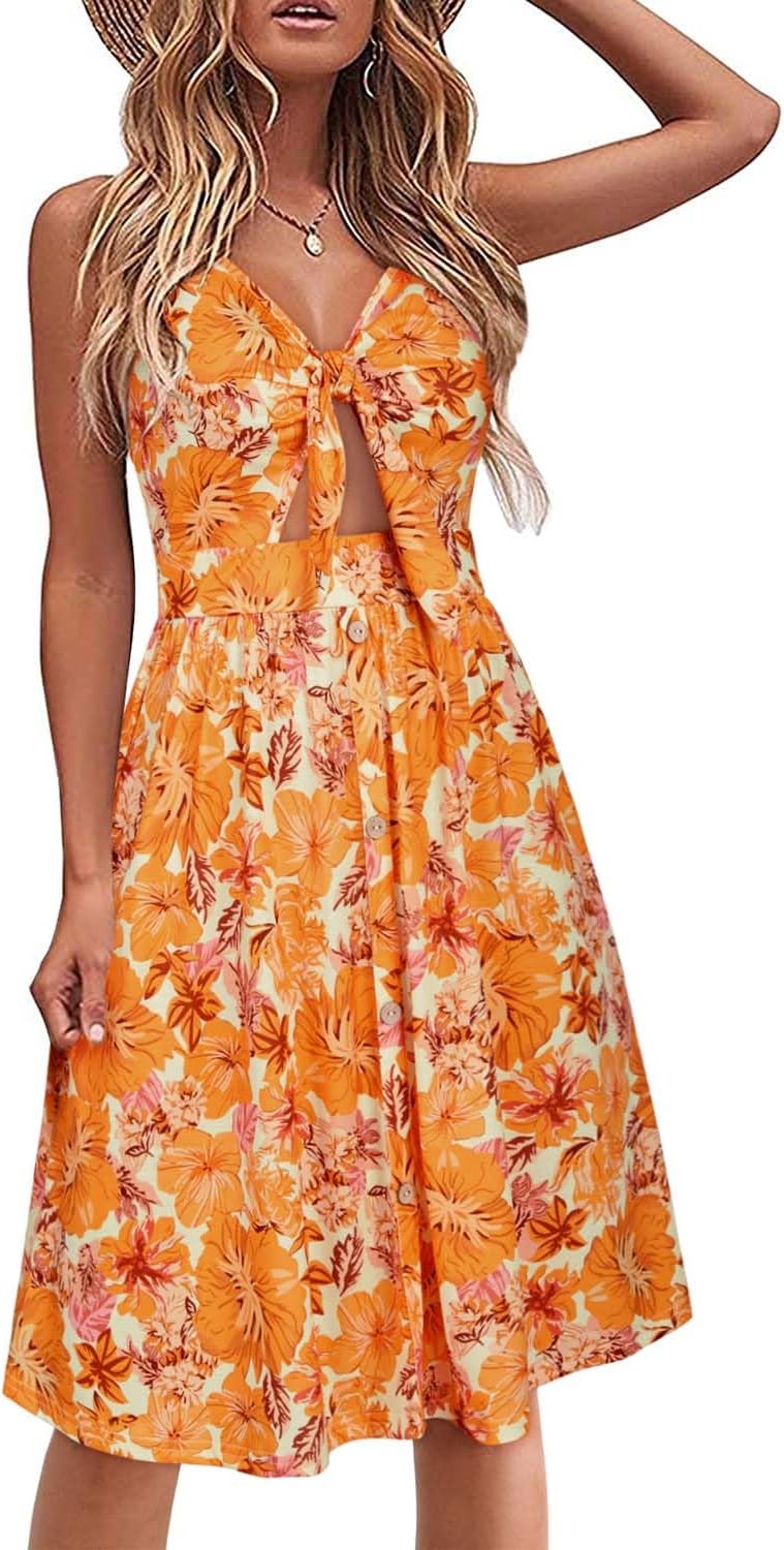 VOTEPRETTY Women's Summer Dresses Spring Sundresses Beach Clothes Outfit Vacation 2024 V Neck Casual Tropical Resort Hawaiian
