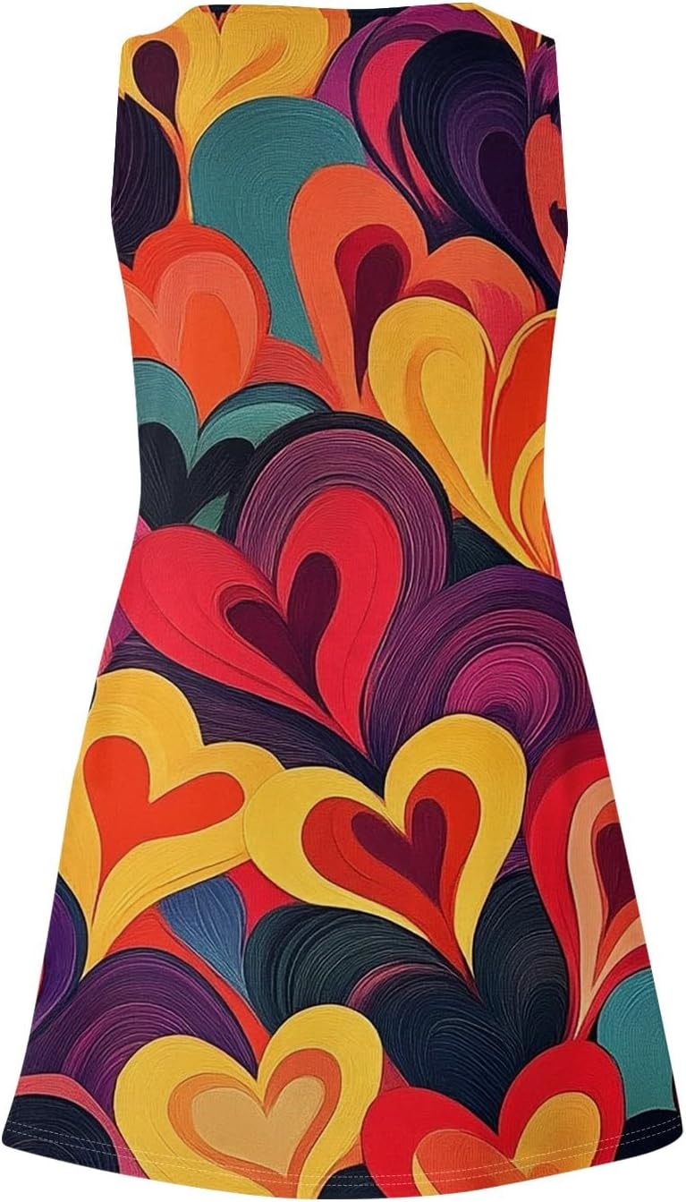Women's Casual Sundress with Pockets Summer Boho Beach Dress,Holiday Hresses for Woment-Shirts Dress U Neck Loose Tank