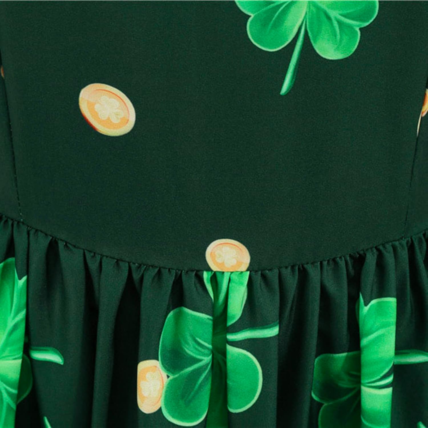 aihihe St Patricks Day Dress for Women A Line Pleated Hepburn Dress Lukcy Shamrock Print Irish Dress 2024 Vintage Dress