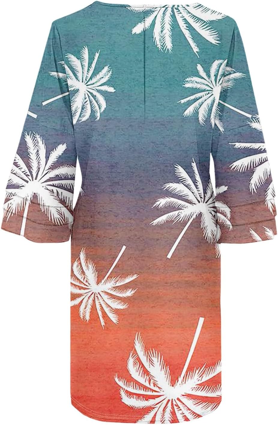 Beach Dresses for Women,2025 Summer Trendy Floral Print Boho Dress,Casual Loose V Neck Bell 3/4 Sleeve Mini Dress
