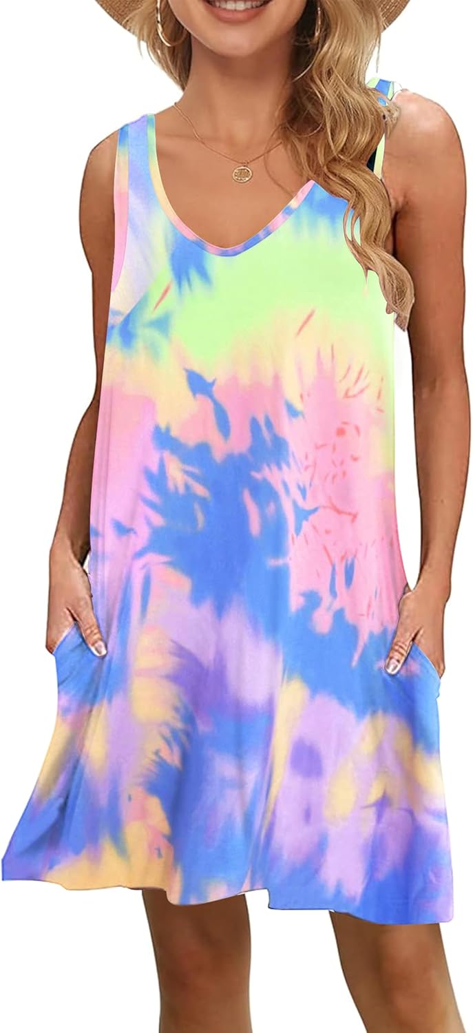 MISFAY Women's Summer Casual T Shirt Dresses Beach Cover up Tank Dress