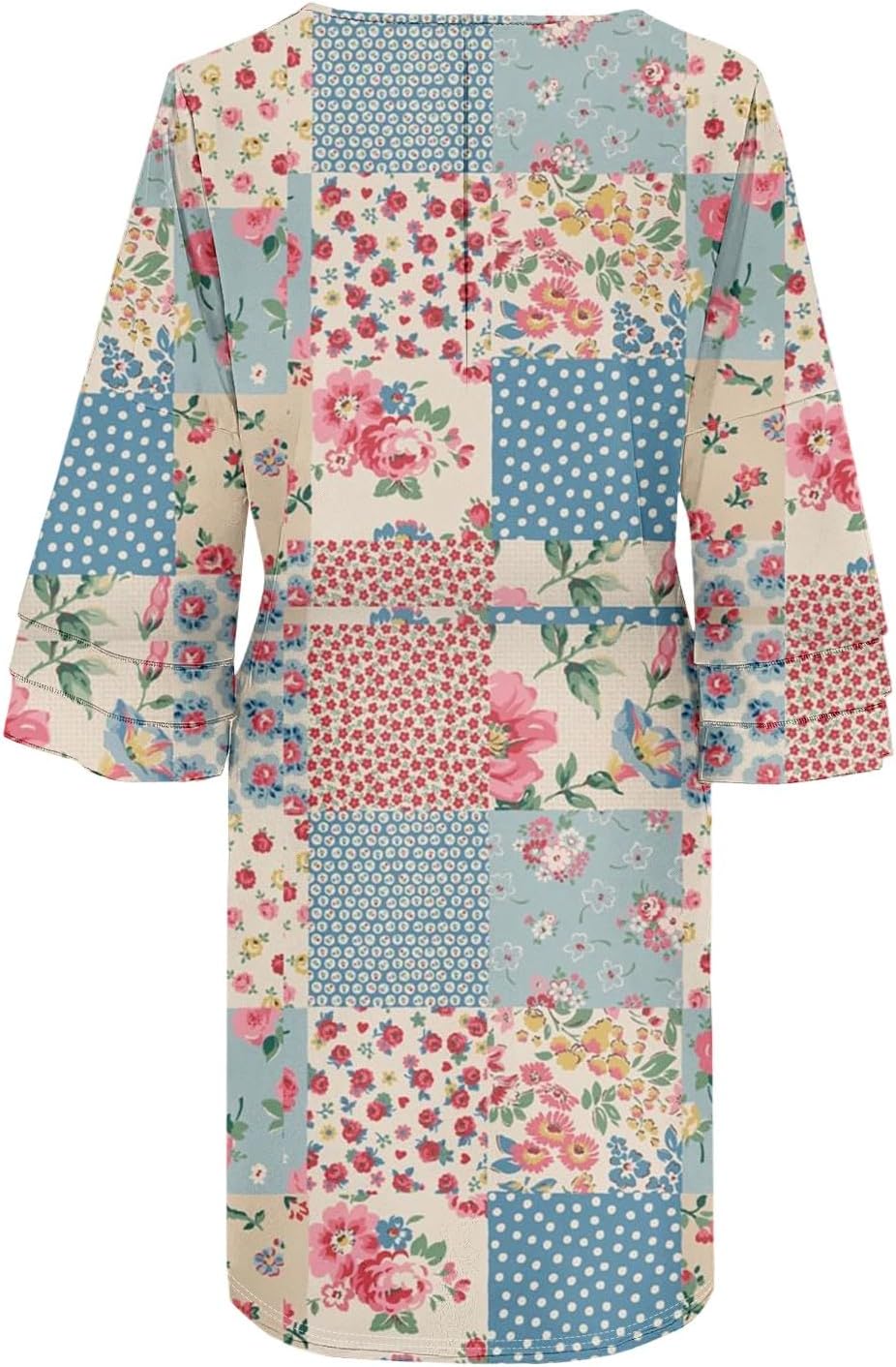 Beach Dresses for Women,2025 Summer Trendy Floral Print Boho Dress,Casual Loose V Neck Bell 3/4 Sleeve Mini Dress