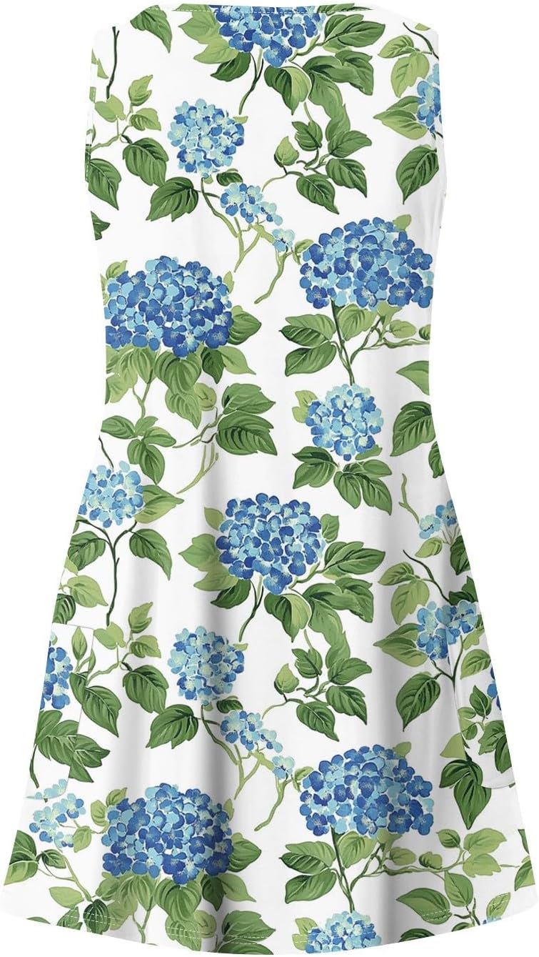 NBXNZWF Women Summer Casual Dress 2025 Casual Loose Sleeveless V-Neck Sundresses A Line Tshirt Beach Dresses with Pockets