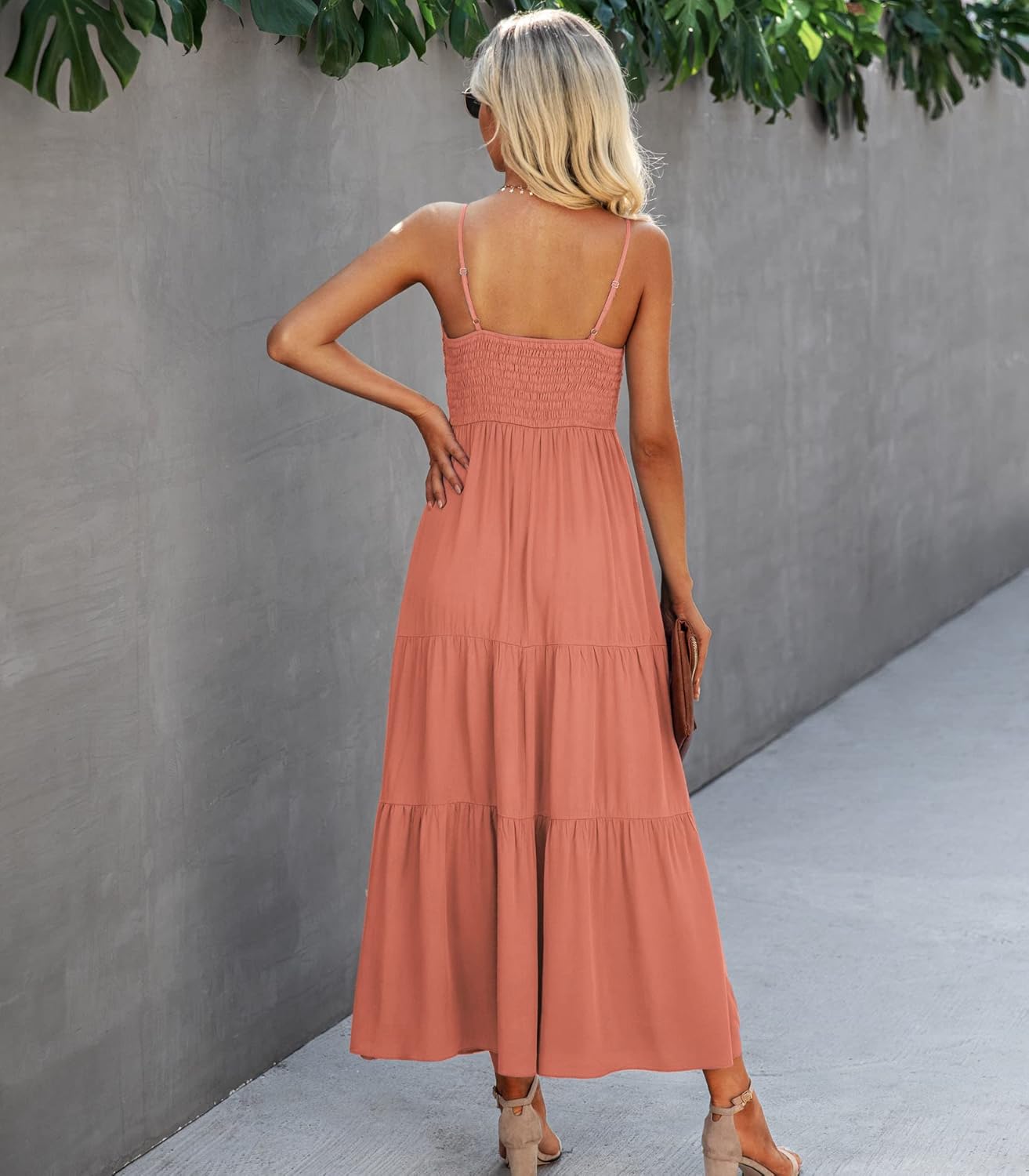 Dokuritu Women's Beach Crochet Lace Maxi Dress Solid Color Summer Vacation Spaghetti Strap Long Dress 2024