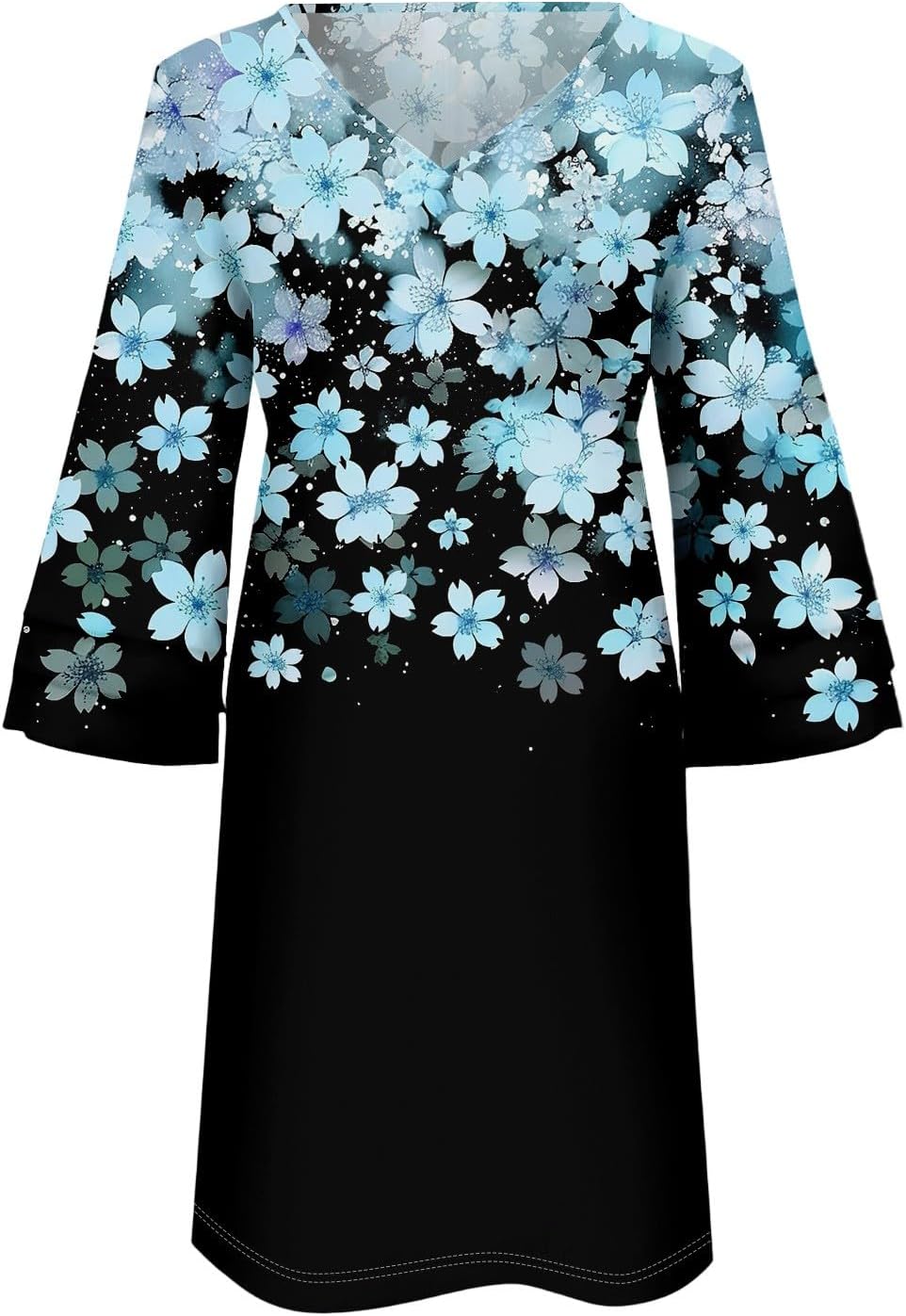 Beach Dresses for Women,2025 Summer Trendy Floral Print Boho Dress,Casual Loose V Neck Bell 3/4 Sleeve Mini Dress